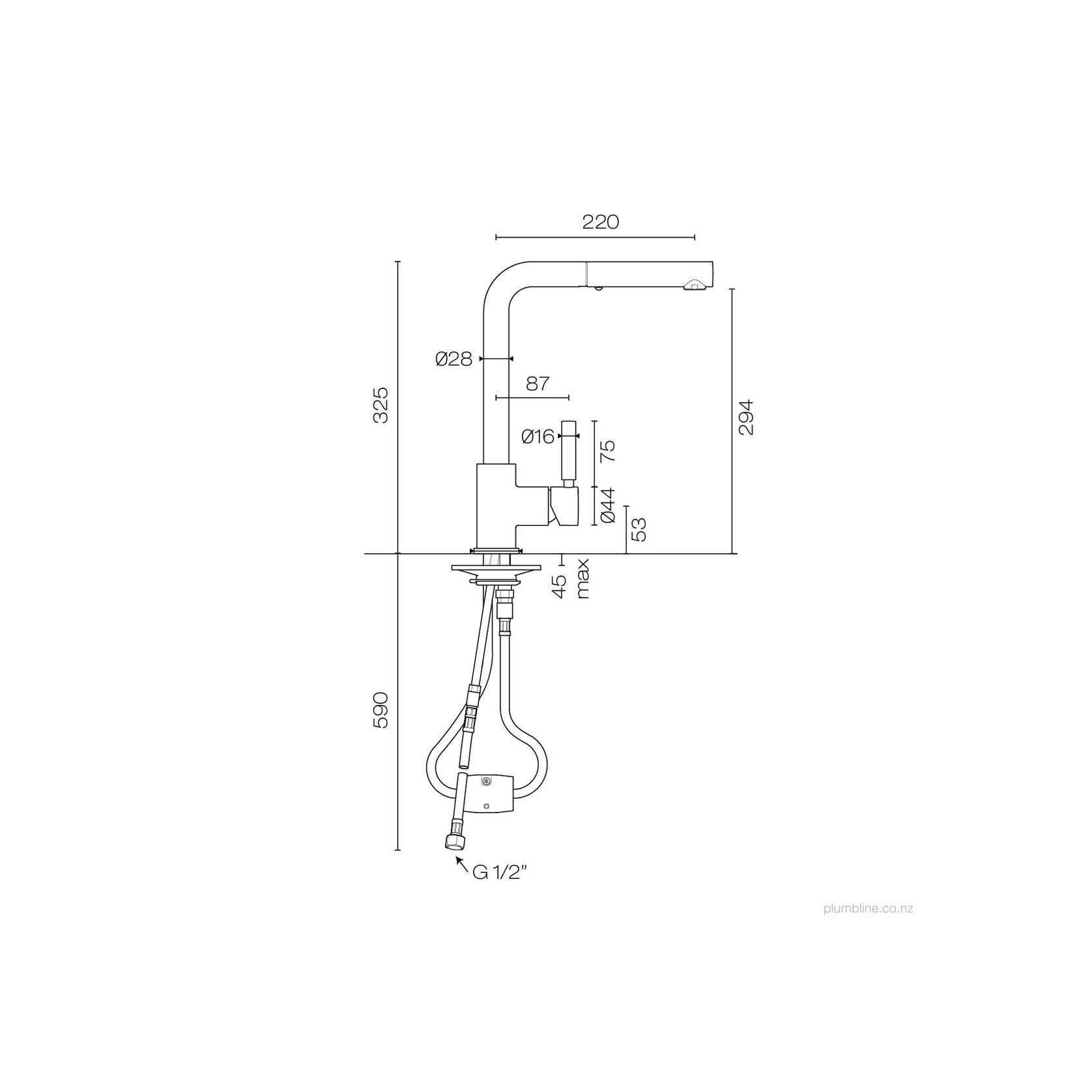 Buddy Pro Kitchen Mixer Straight Spout Pull Out Spray gallery detail image