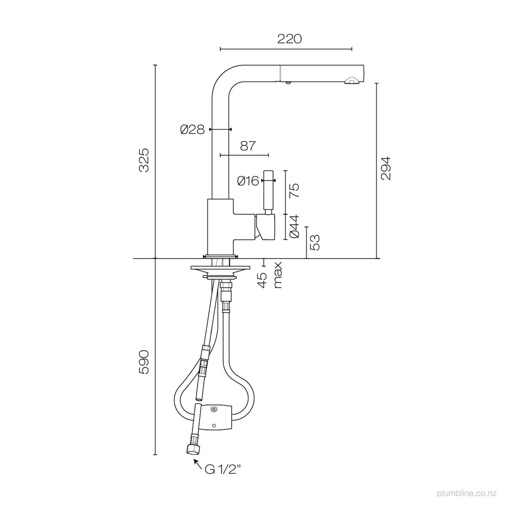 Buddy Pro Kitchen Mixer Straight Spout Pull Out Spray gallery detail image