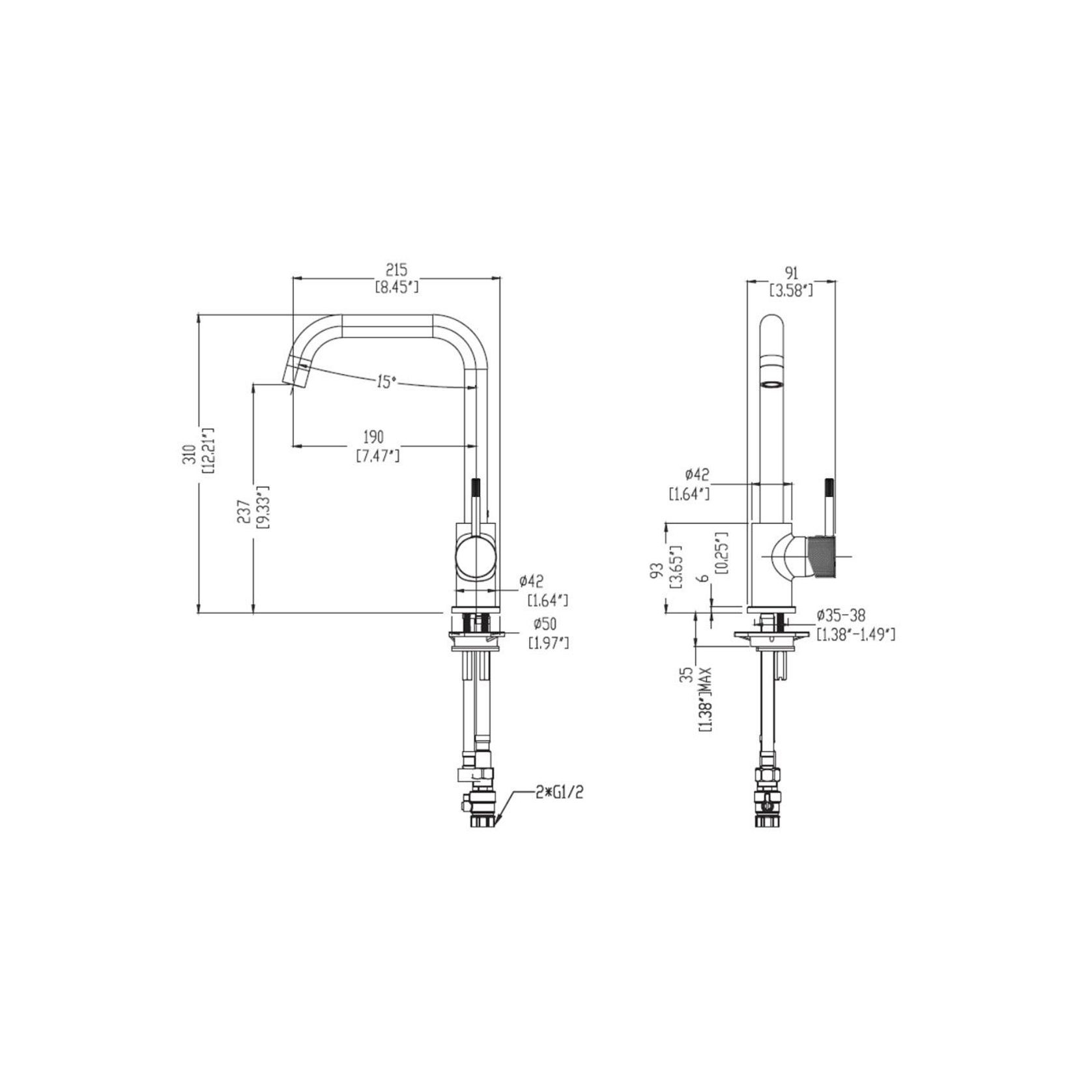 Uno Etch Square Kitchen Mixer gallery detail image