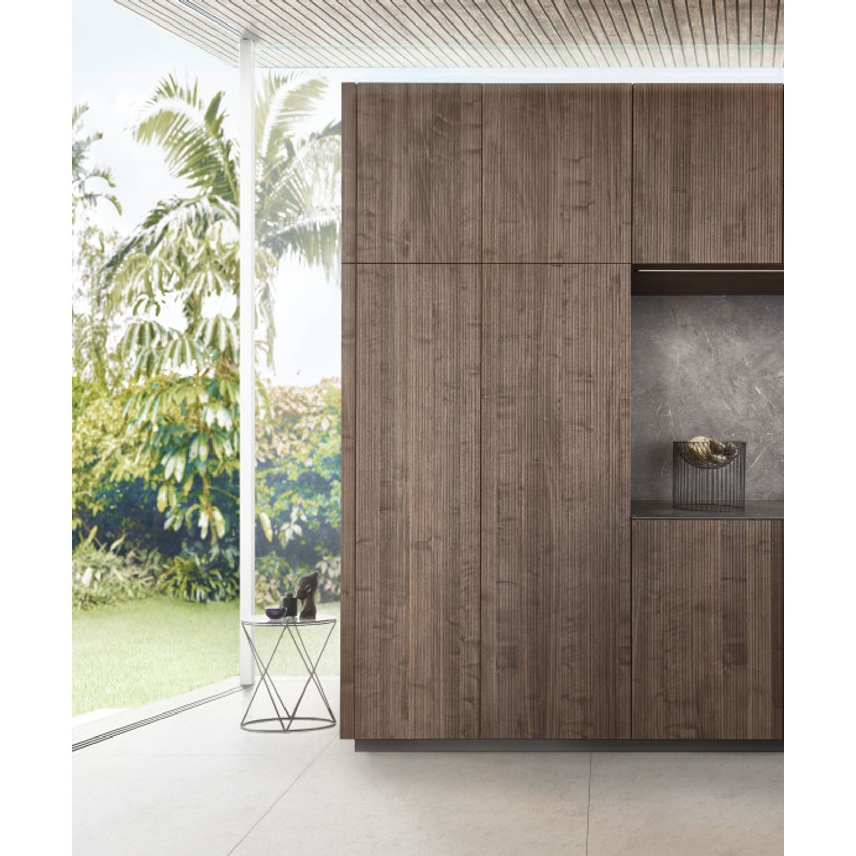 Bossa Walnut Wood Veneer Kitchen Cabinetry gallery detail image