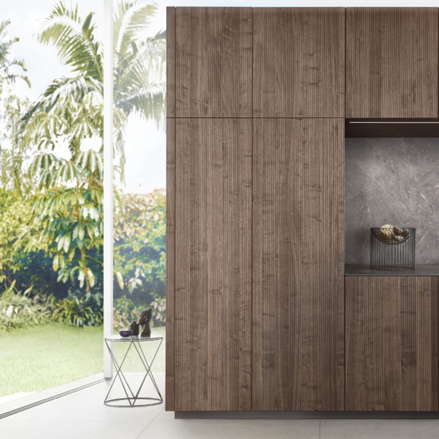 Bossa Walnut Wood Veneer Kitchen Cabinetry gallery detail image