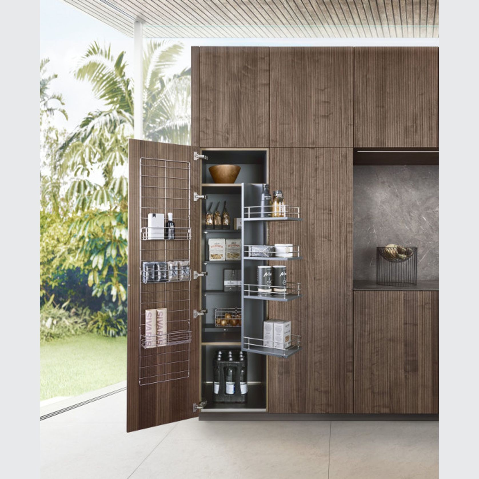 Bossa Walnut Wood Veneer Kitchen Cabinetry gallery detail image
