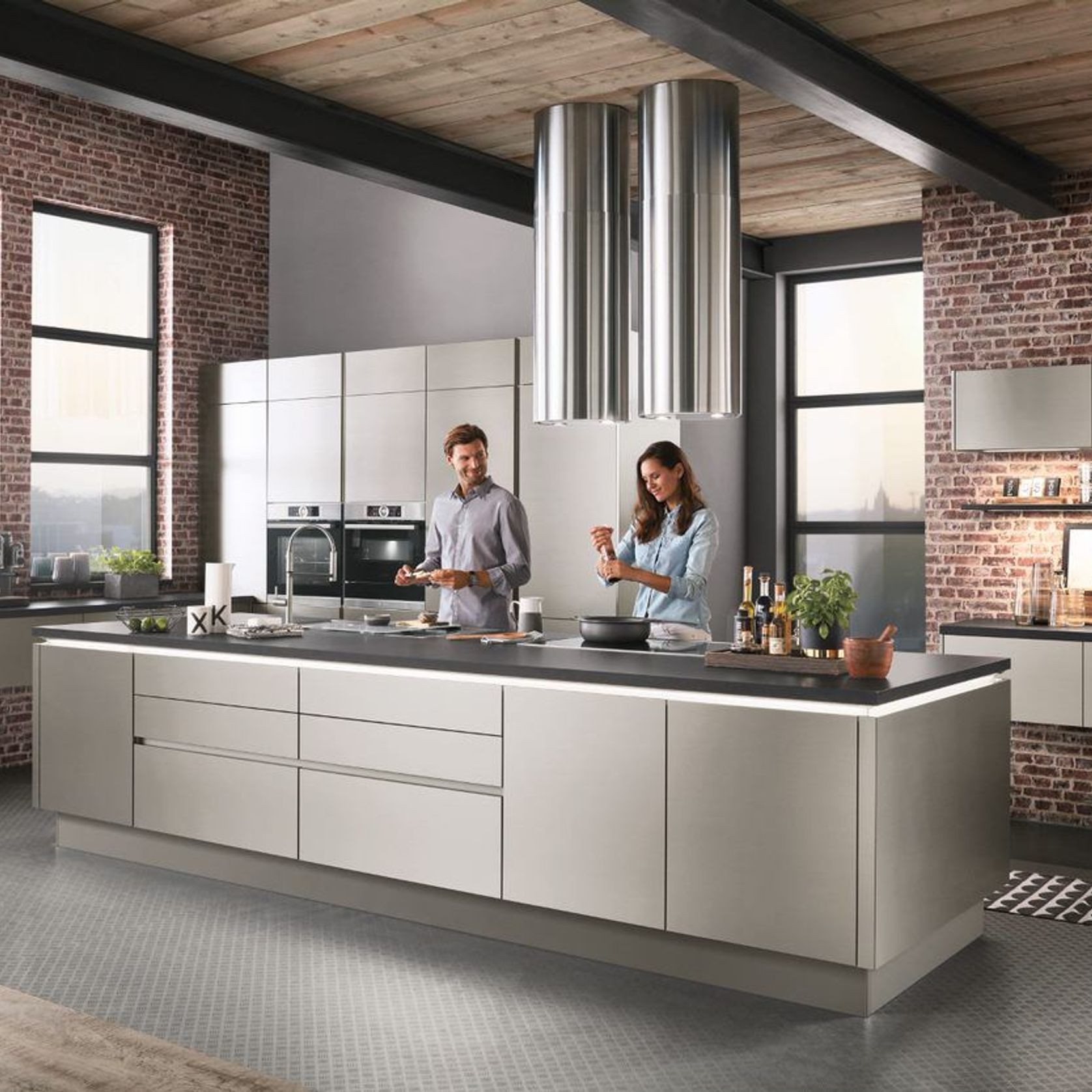 iNox Lacquered Steel-Look Kitchen Cabinetry gallery detail image