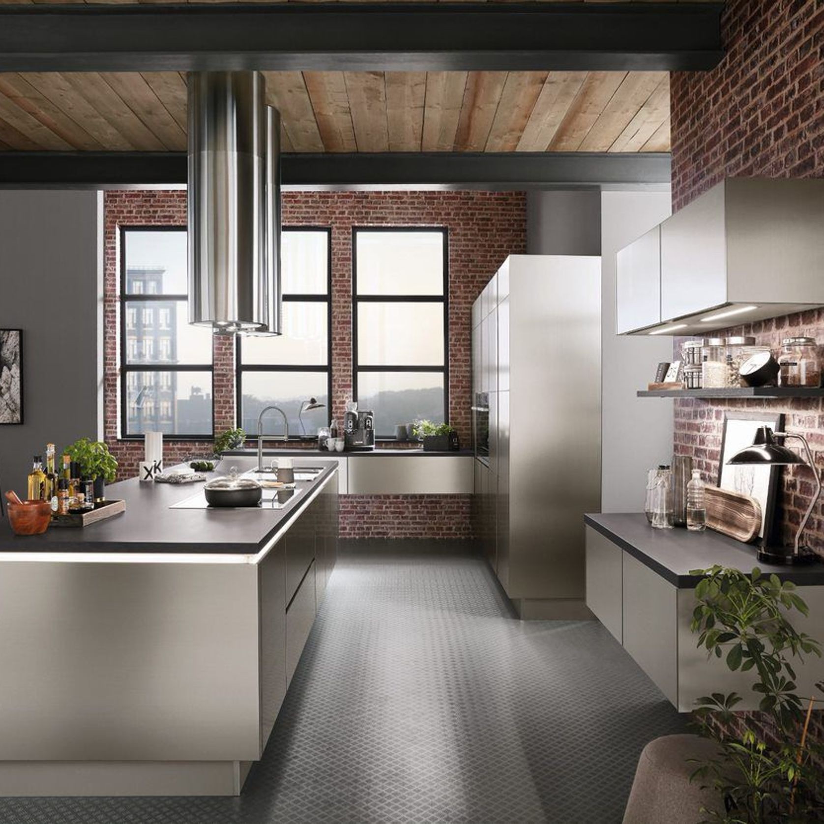 iNox Lacquered Steel-Look Kitchen Cabinetry gallery detail image