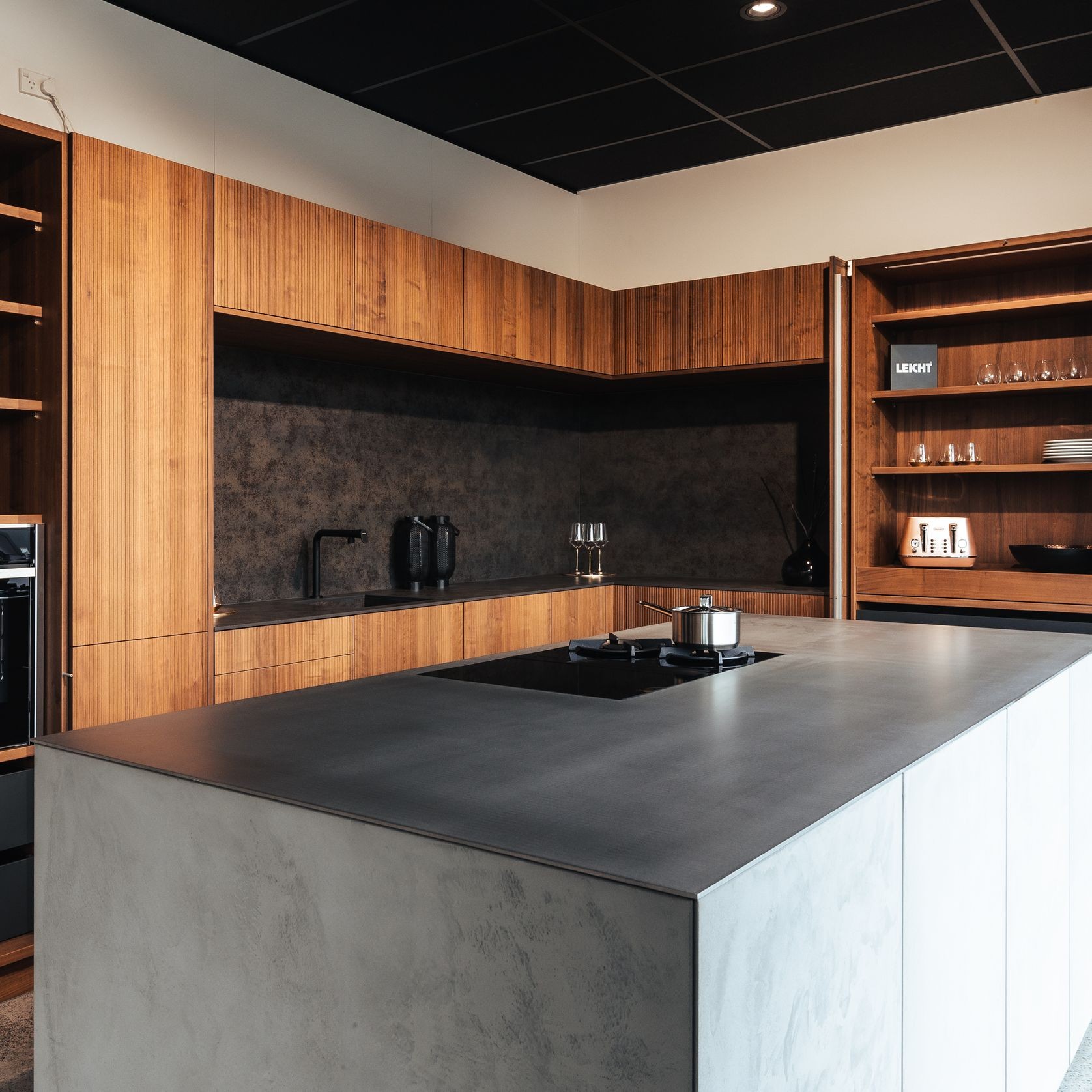 Bossa Walnut Wood Veneer Kitchen Cabinetry gallery detail image