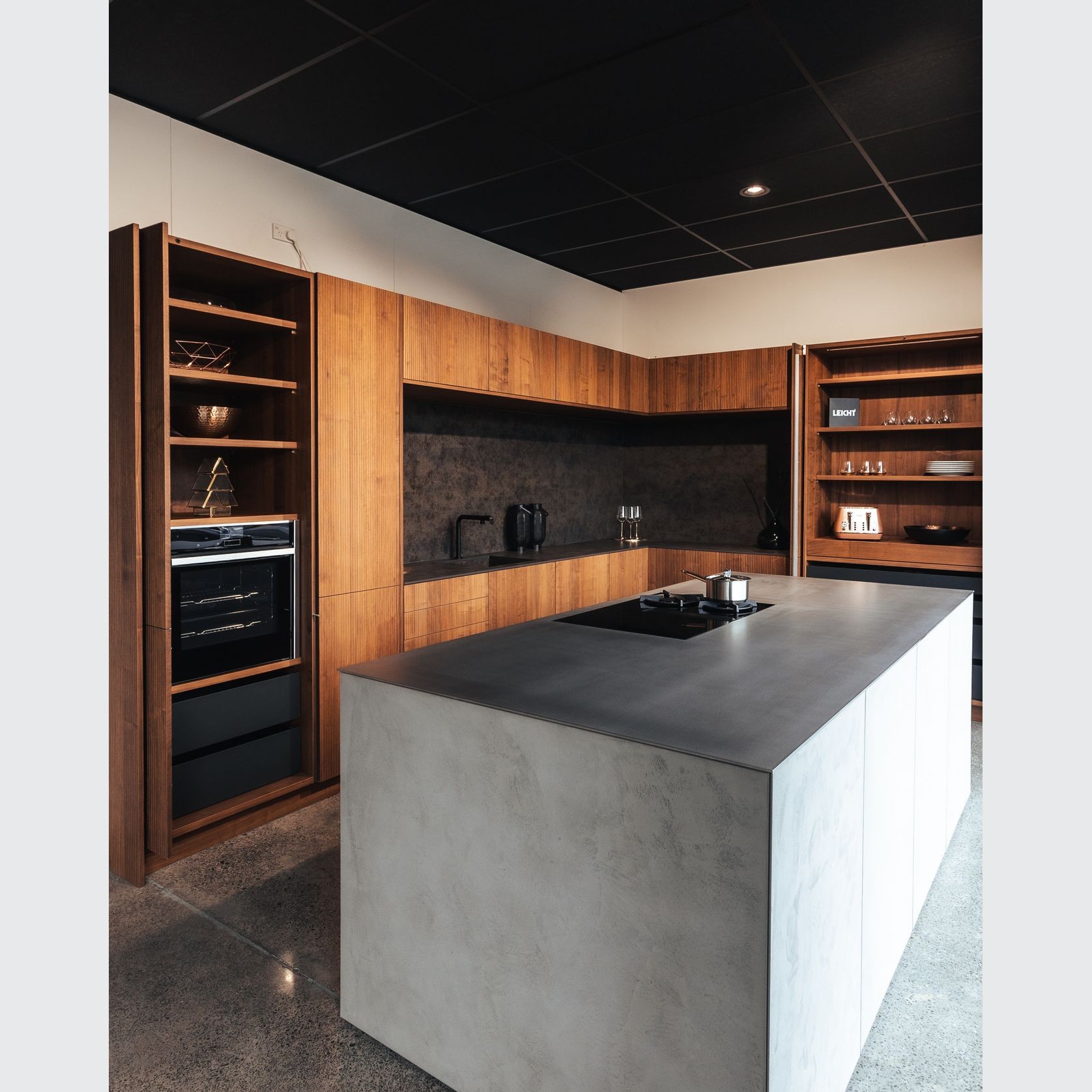 Bossa Walnut Wood Veneer Kitchen Cabinetry gallery detail image