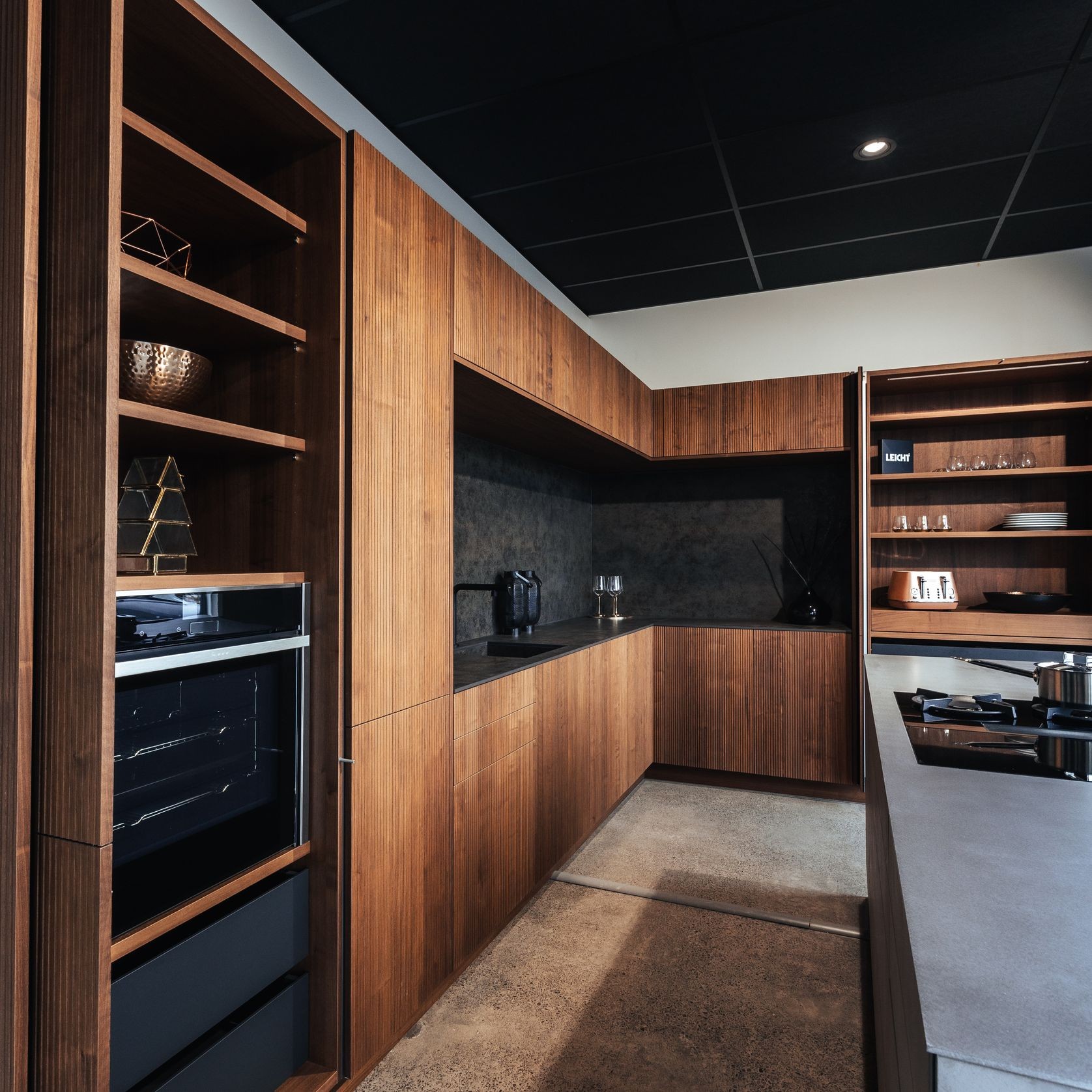 Bossa Walnut Wood Veneer Kitchen Cabinetry gallery detail image