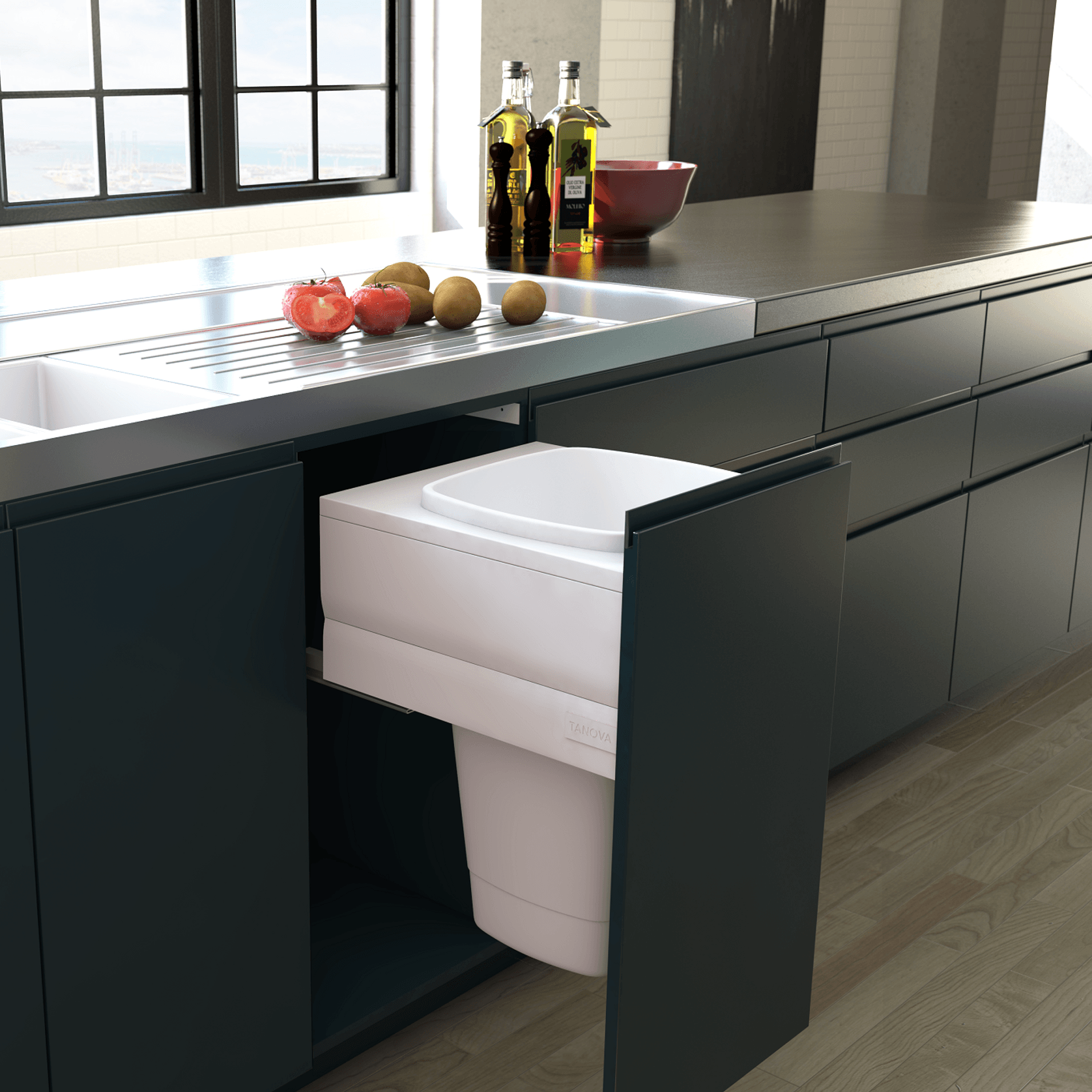 Tanova Designer Series Pull Out Kitchen Bins ArchiPro NZ