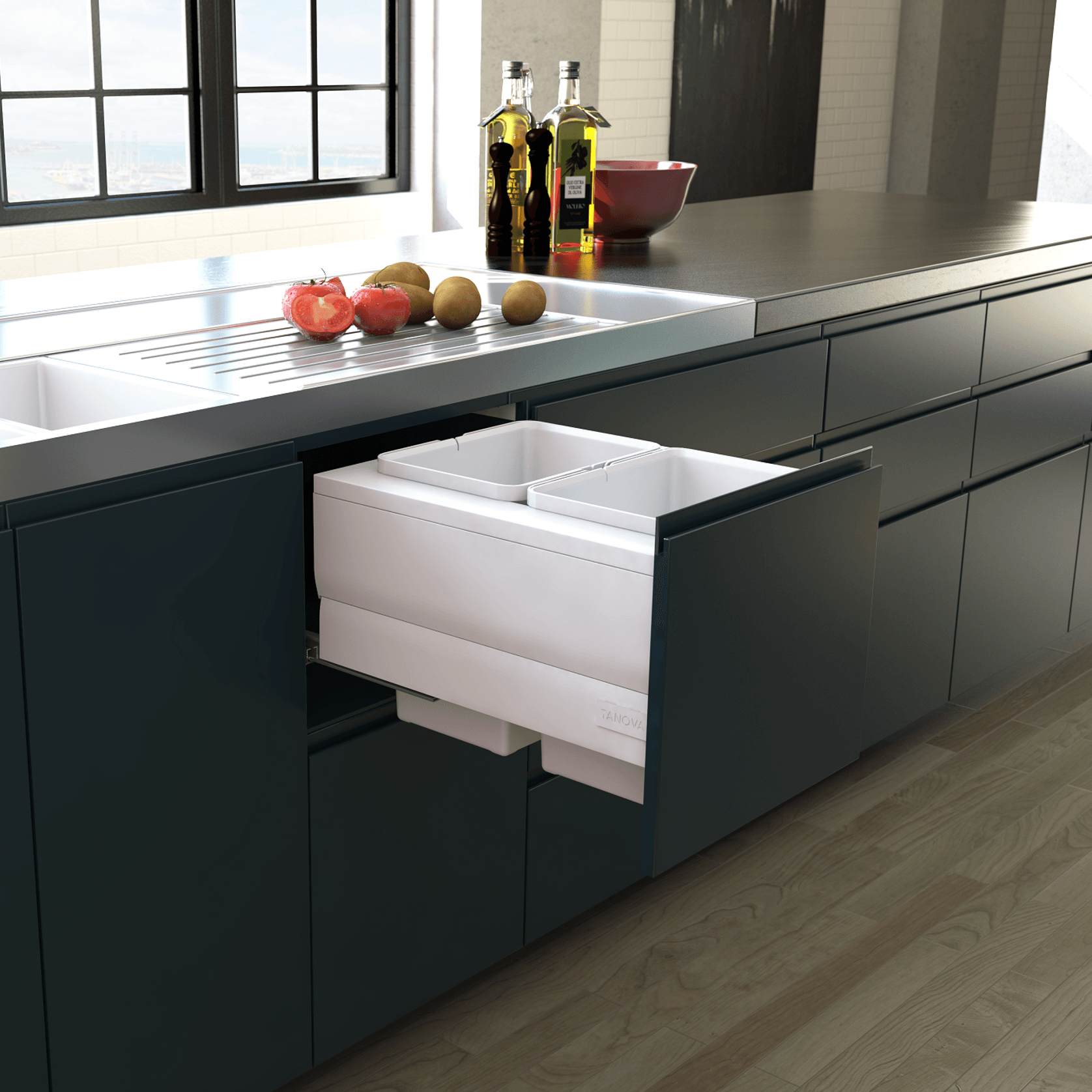 Tanova Designer Series Pull Out Kitchen Bins ArchiPro NZ