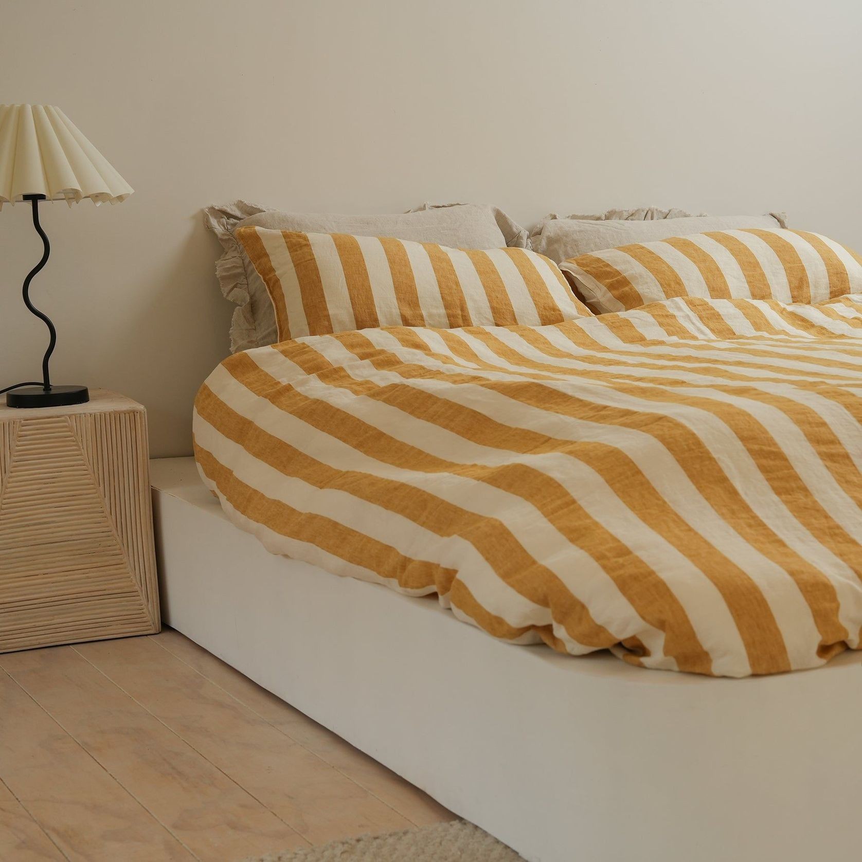 French Flax Linen Duvet Set- Sunflower Stripe gallery detail image