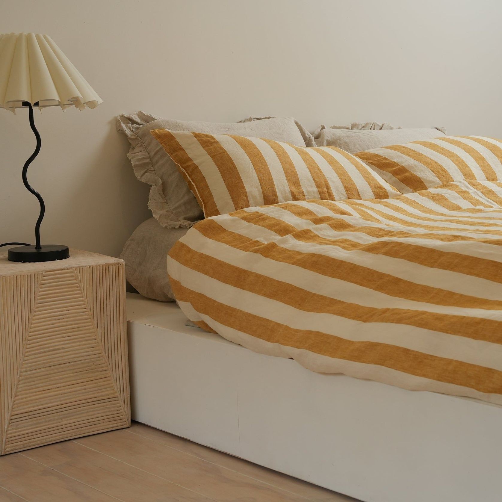 French Flax Linen Duvet Set- Sunflower Stripe gallery detail image
