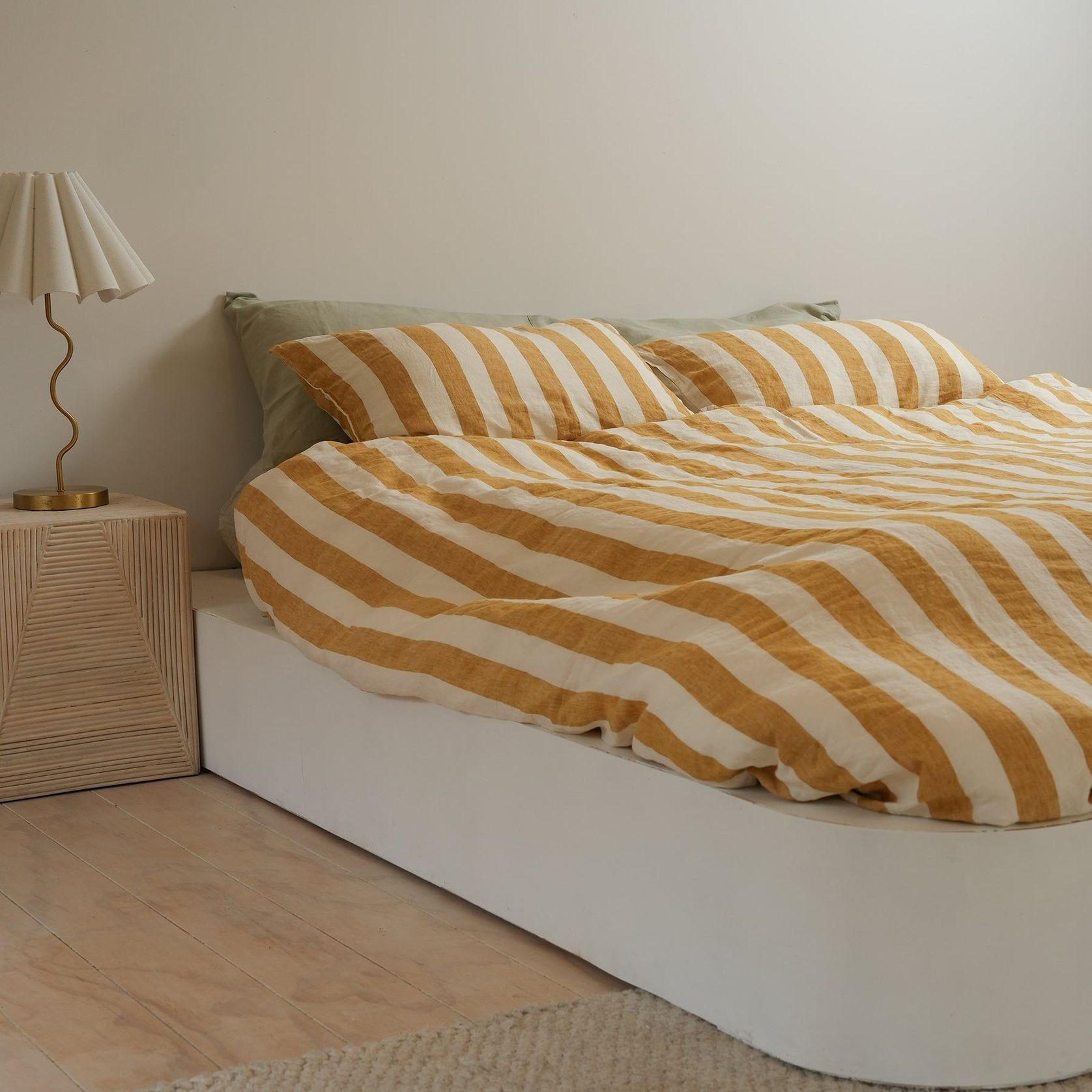 French Flax Linen Duvet Set- Sunflower Stripe gallery detail image