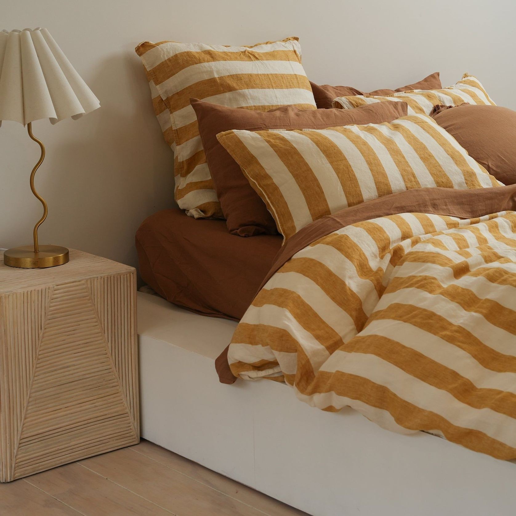 French Flax Linen Duvet Set- Sunflower Stripe gallery detail image