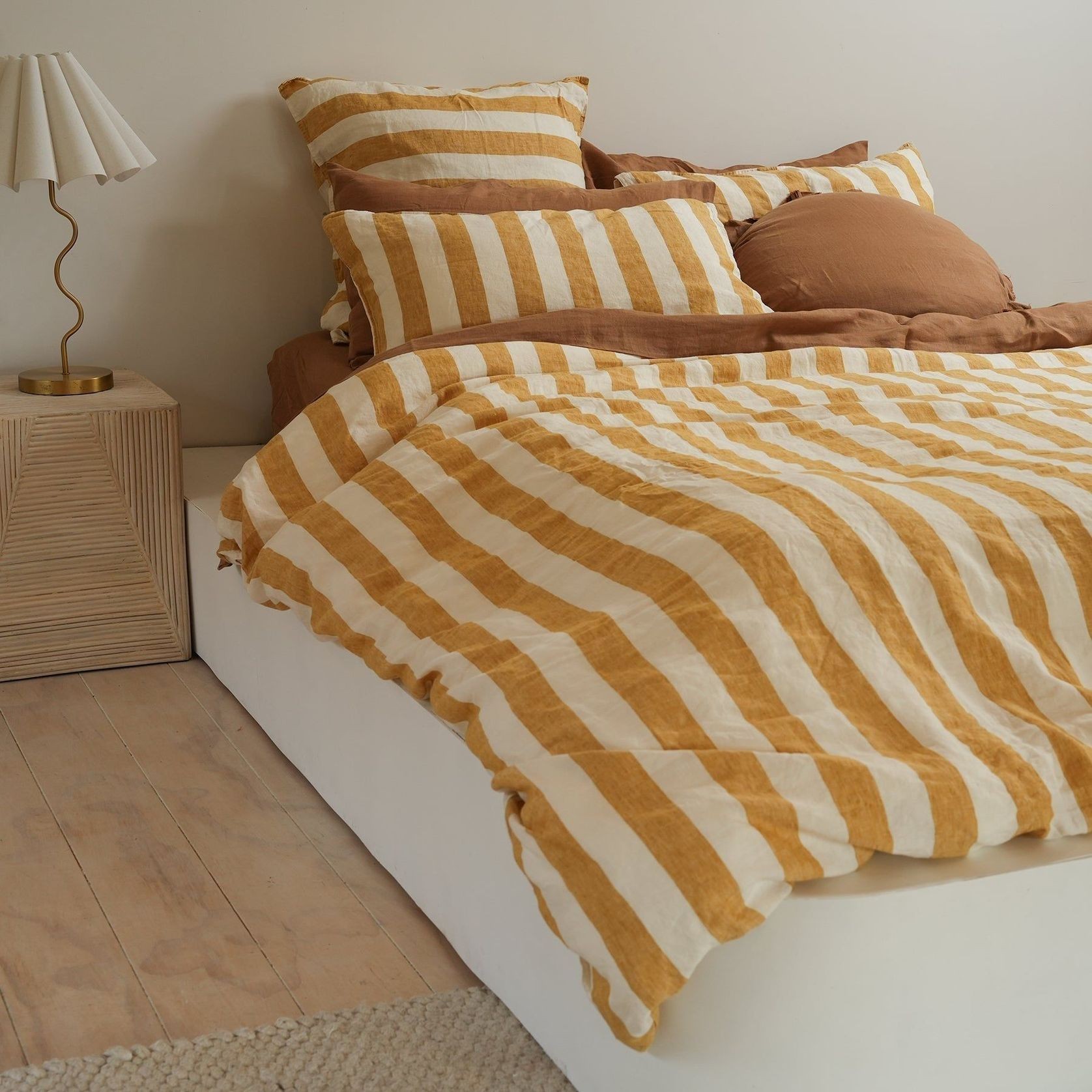 French Flax Linen Duvet Set- Sunflower Stripe gallery detail image