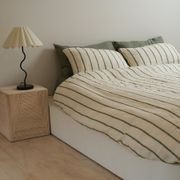 100% French Flax Linen Duvet Set - Lichen Stripe gallery detail image