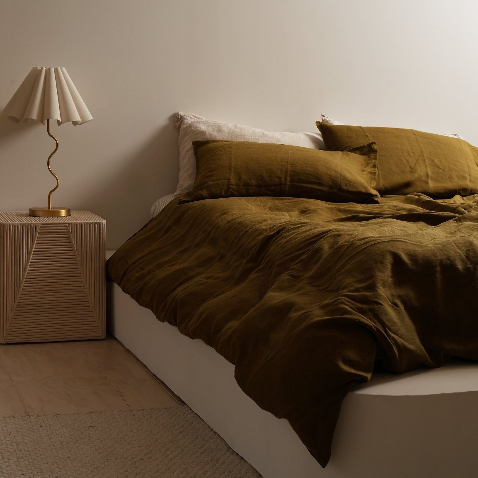 100% French Flax Linen Duvet Cover Set  | Khaki gallery detail image