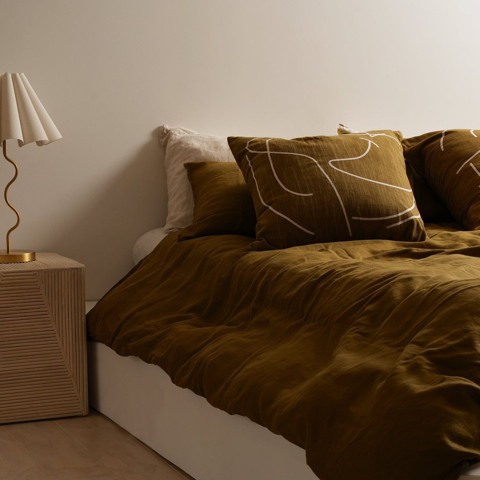 100% French Flax Linen Duvet Cover Set  | Khaki gallery detail image