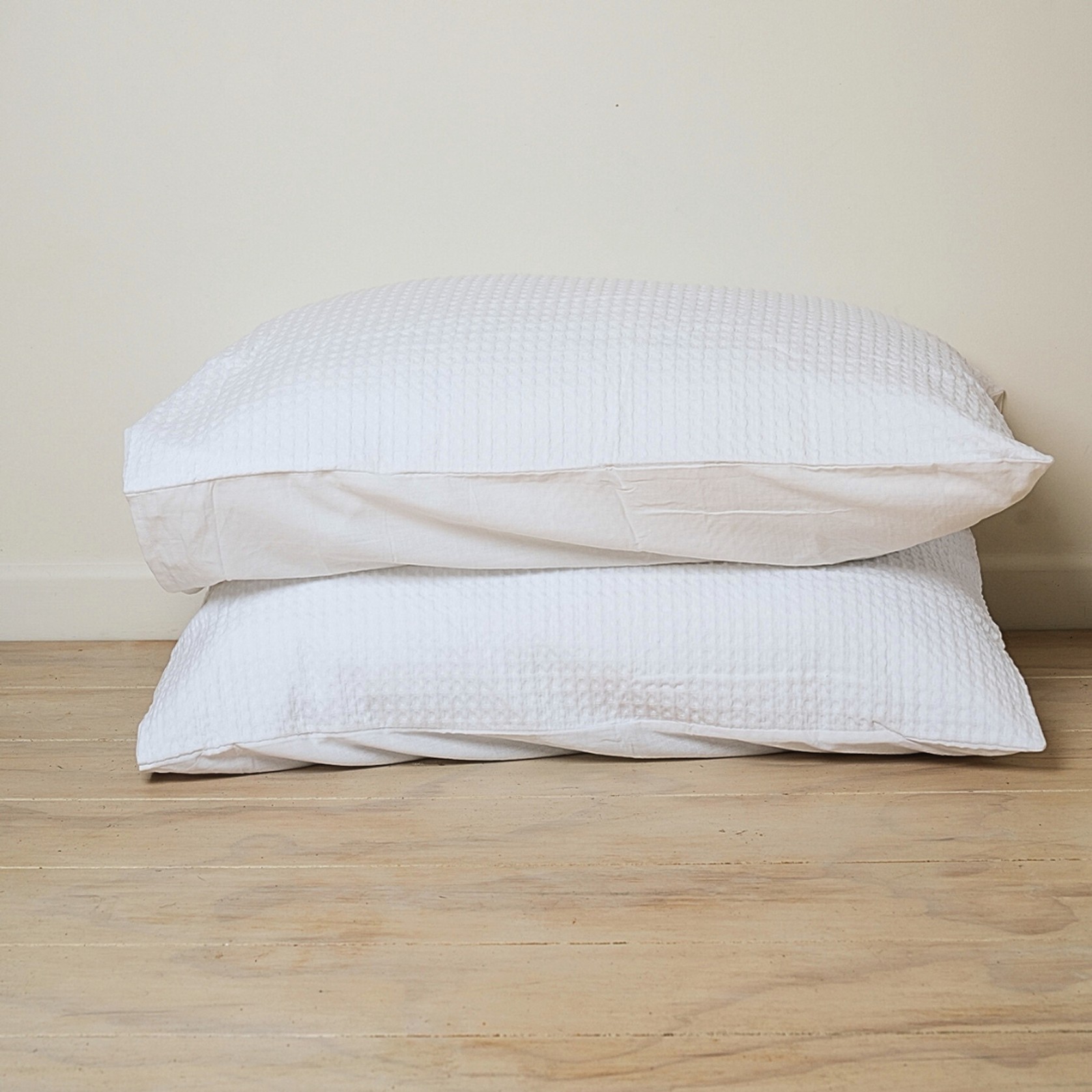 100% Cotton Waffle Pillowcase Pair- White gallery detail image