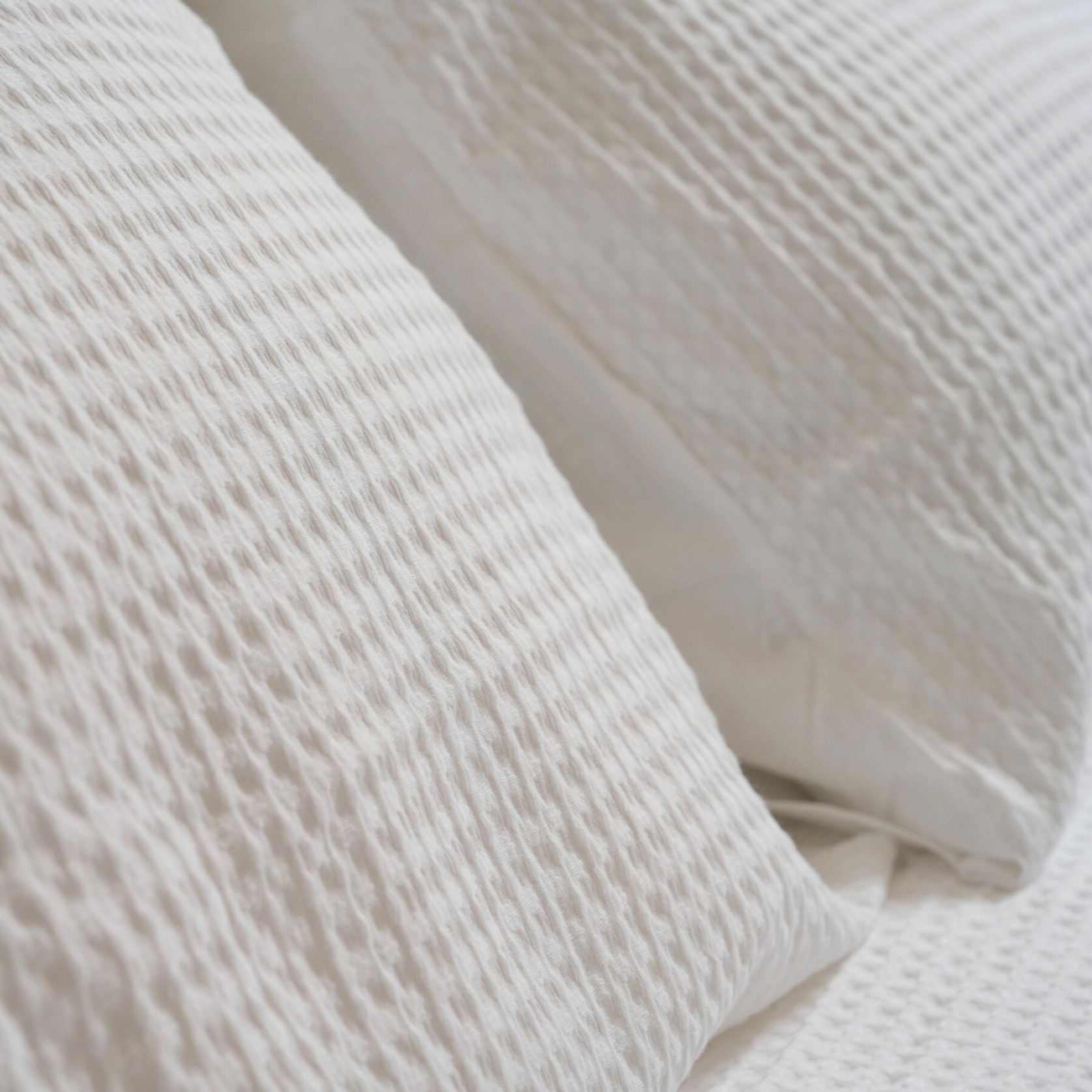 100% Cotton Waffle Pillowcase Pair- White gallery detail image
