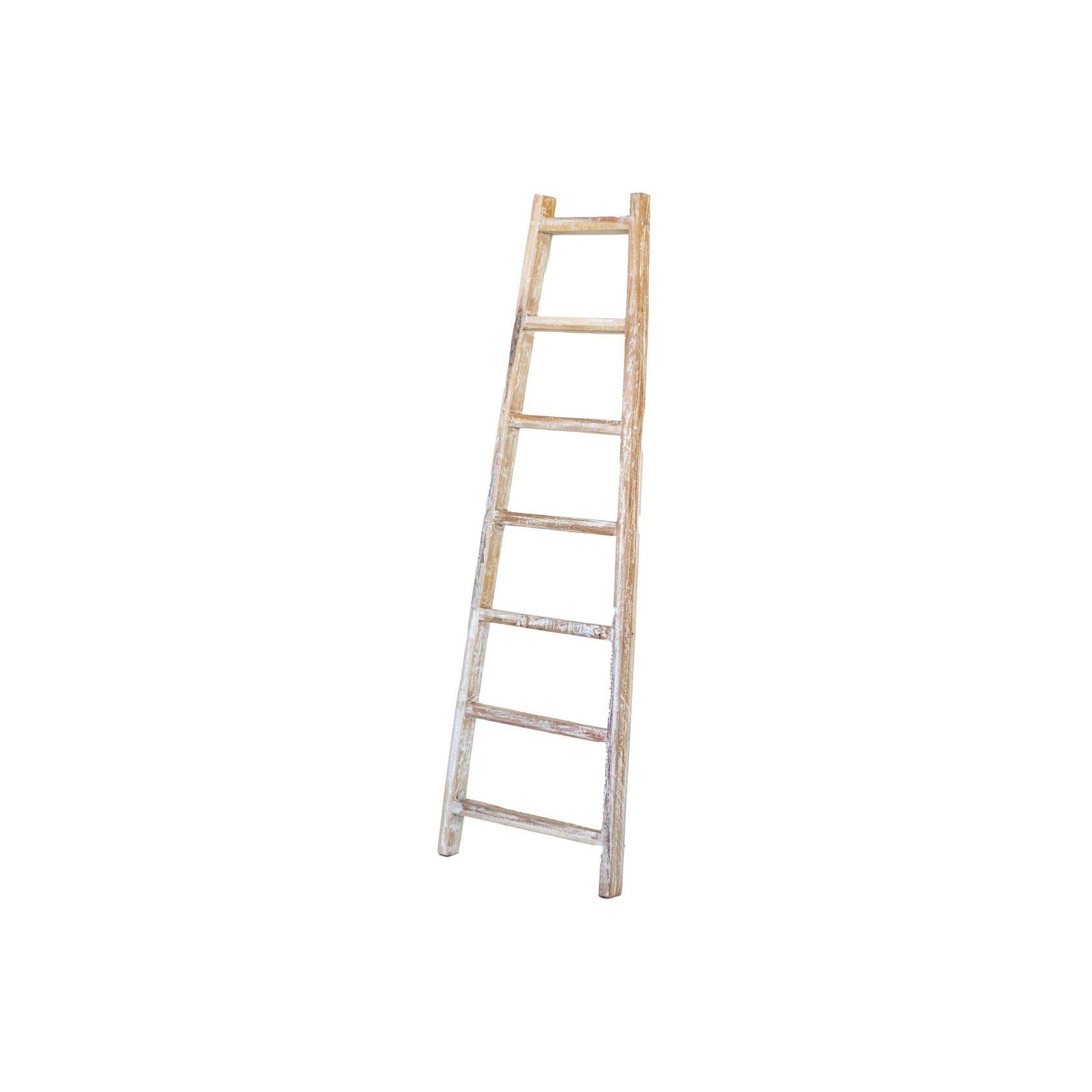 Rustico Reclaimed Teak Decor Ladder - Small, Whitewash gallery detail image