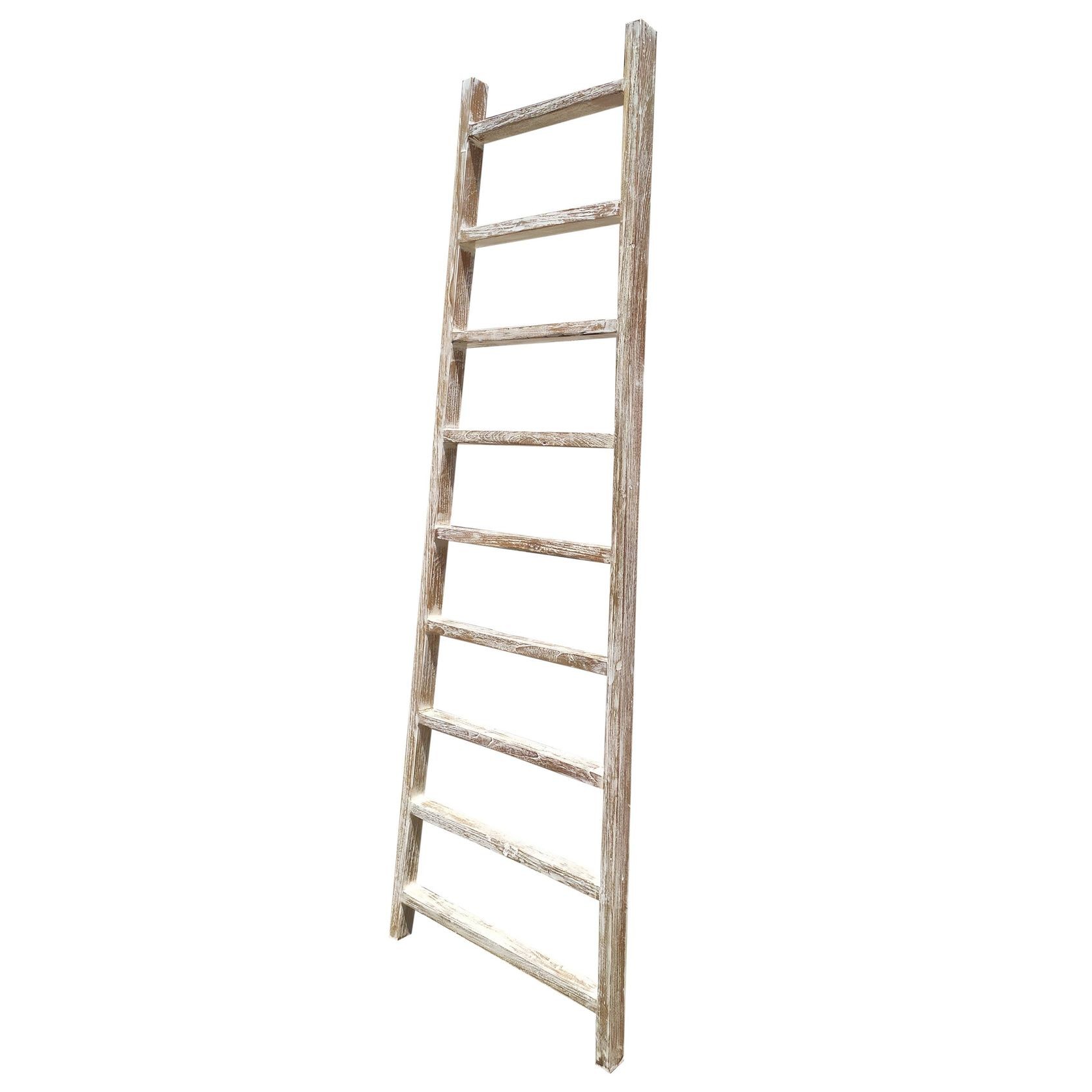 Rustico Reclaimed Teak Decor Ladder - Large, Whitewash gallery detail image