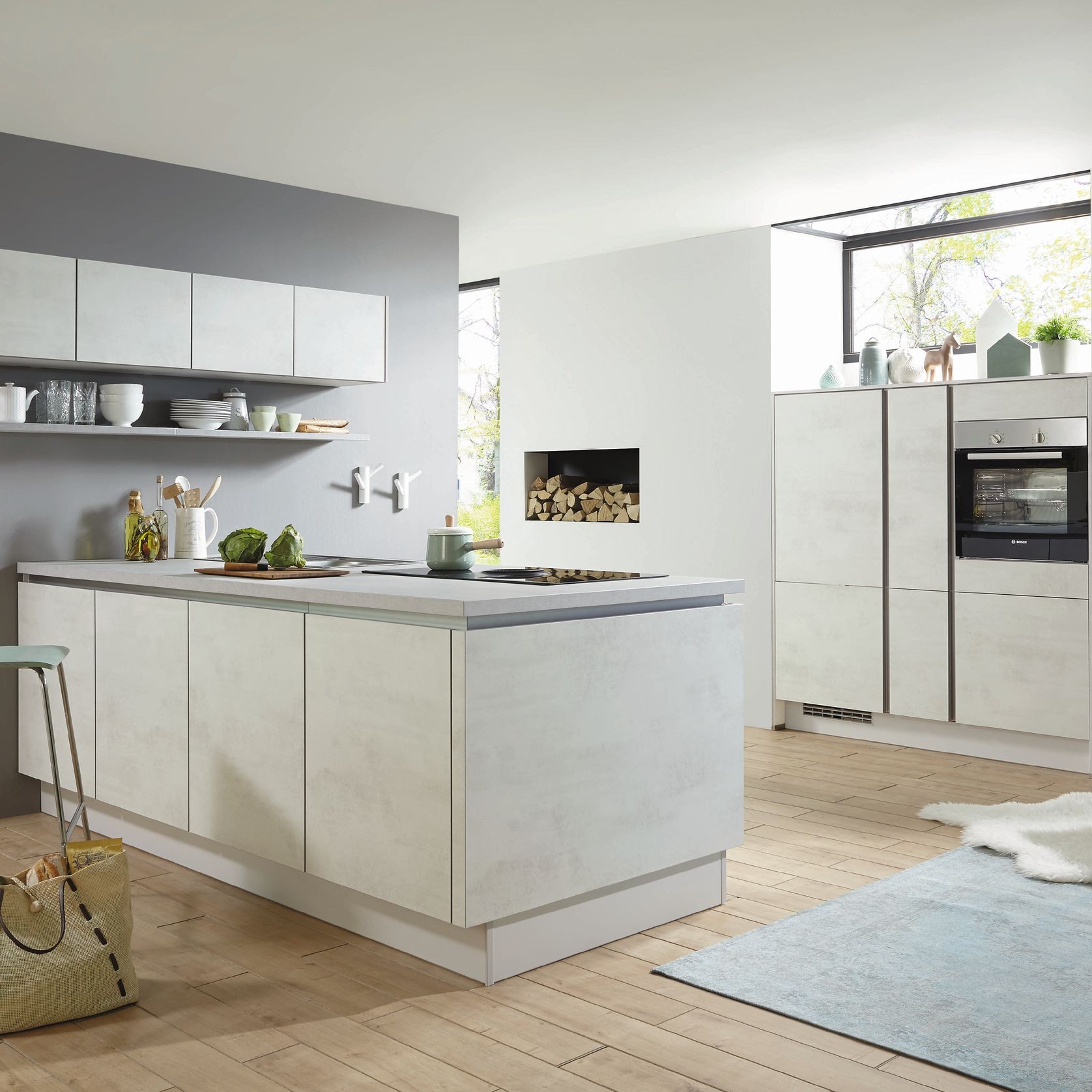 Concrete-Look Laminate Benchtop in White gallery detail image
