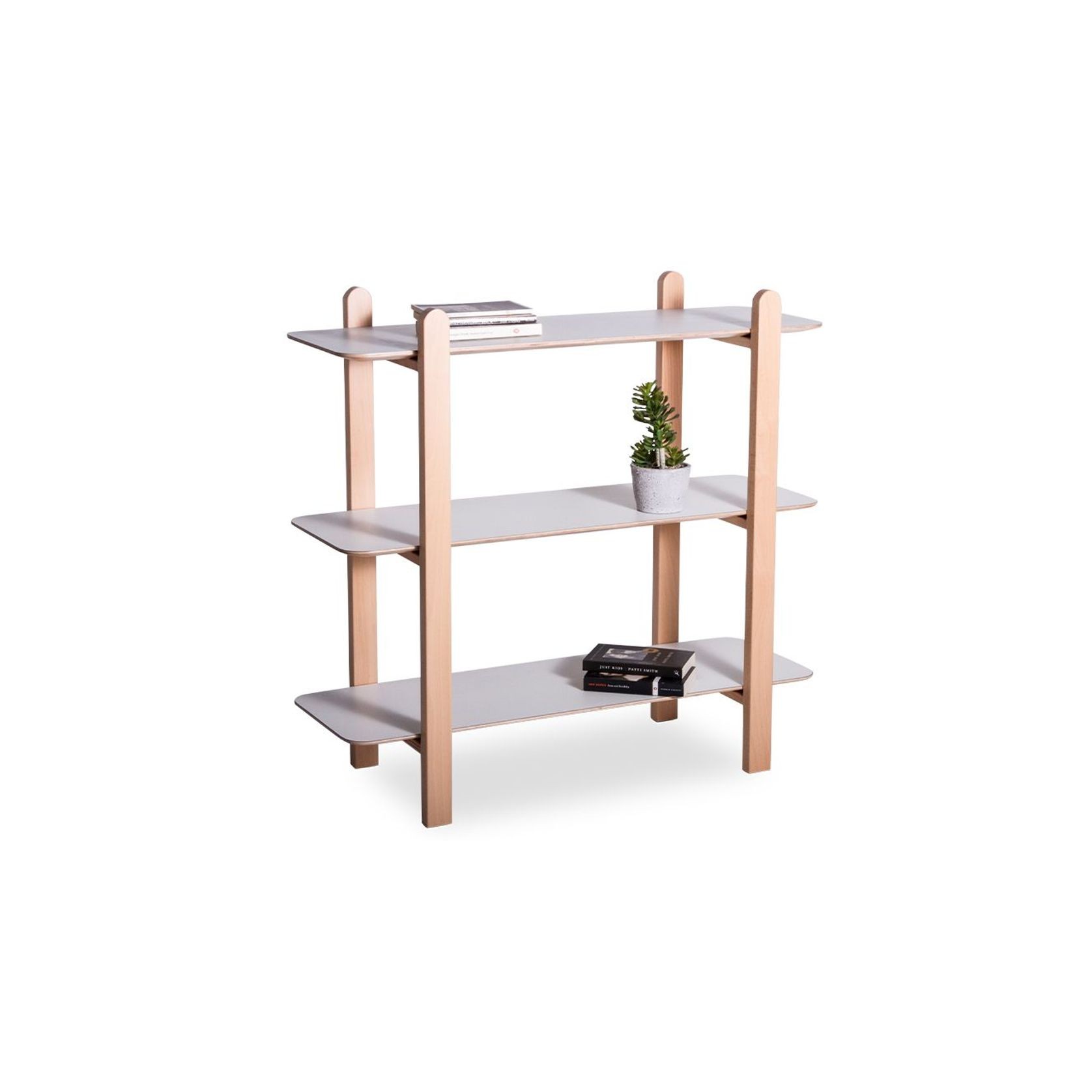 Beni Storage Unit - 3 Shelves - Natural - White gallery detail image