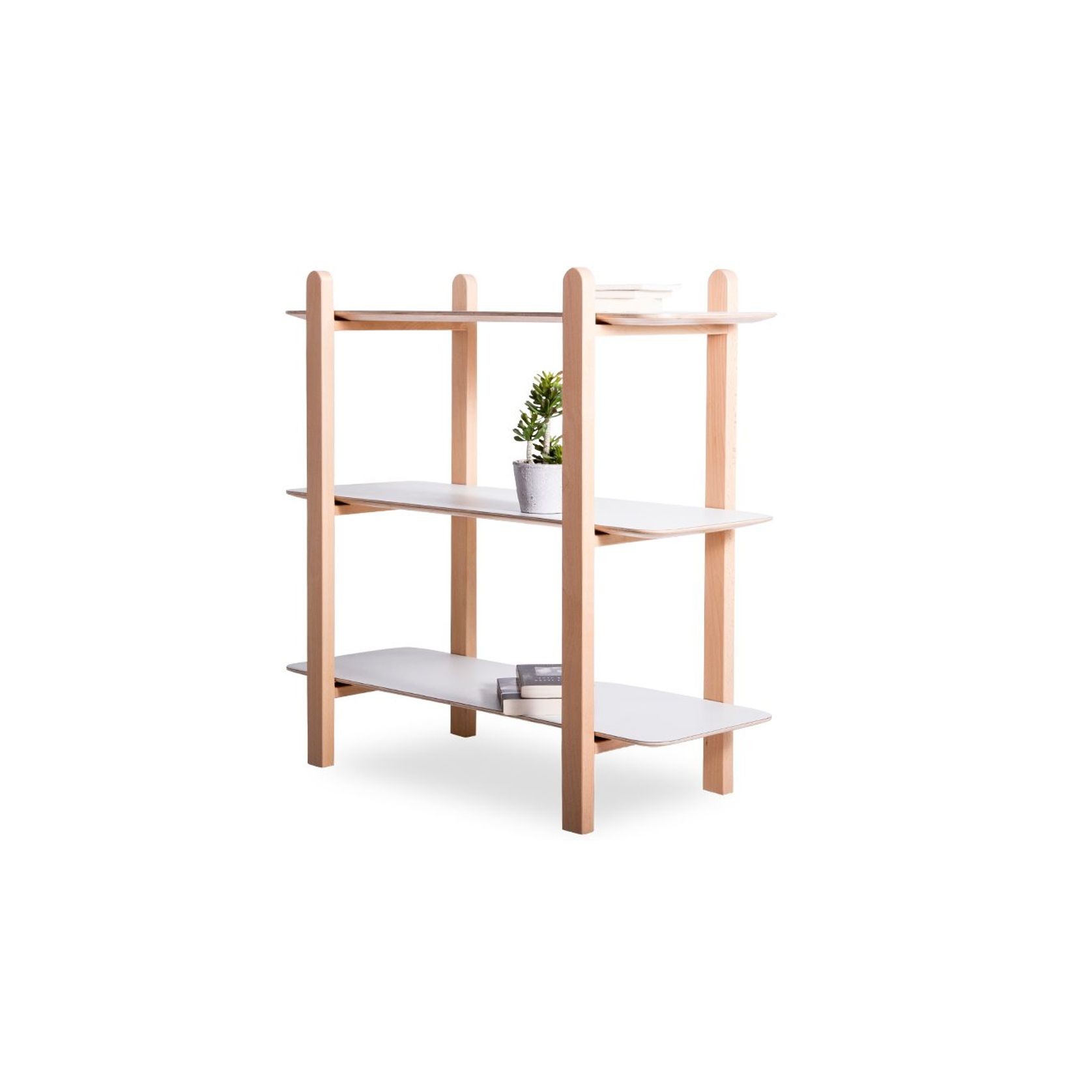 Beni Storage Unit - 3 Shelves - Natural - White gallery detail image