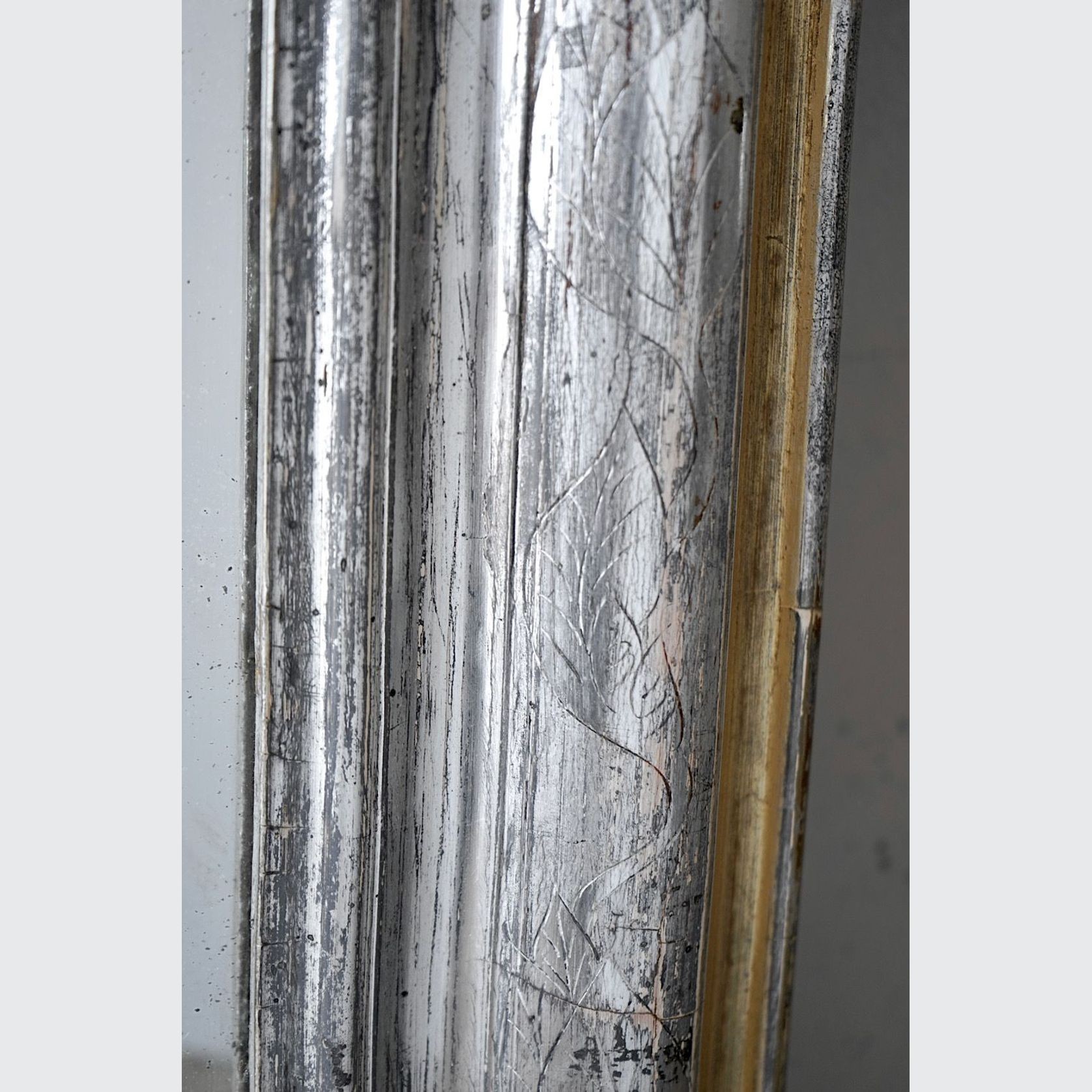 Antique French Silvered & Gilded Mirror gallery detail image