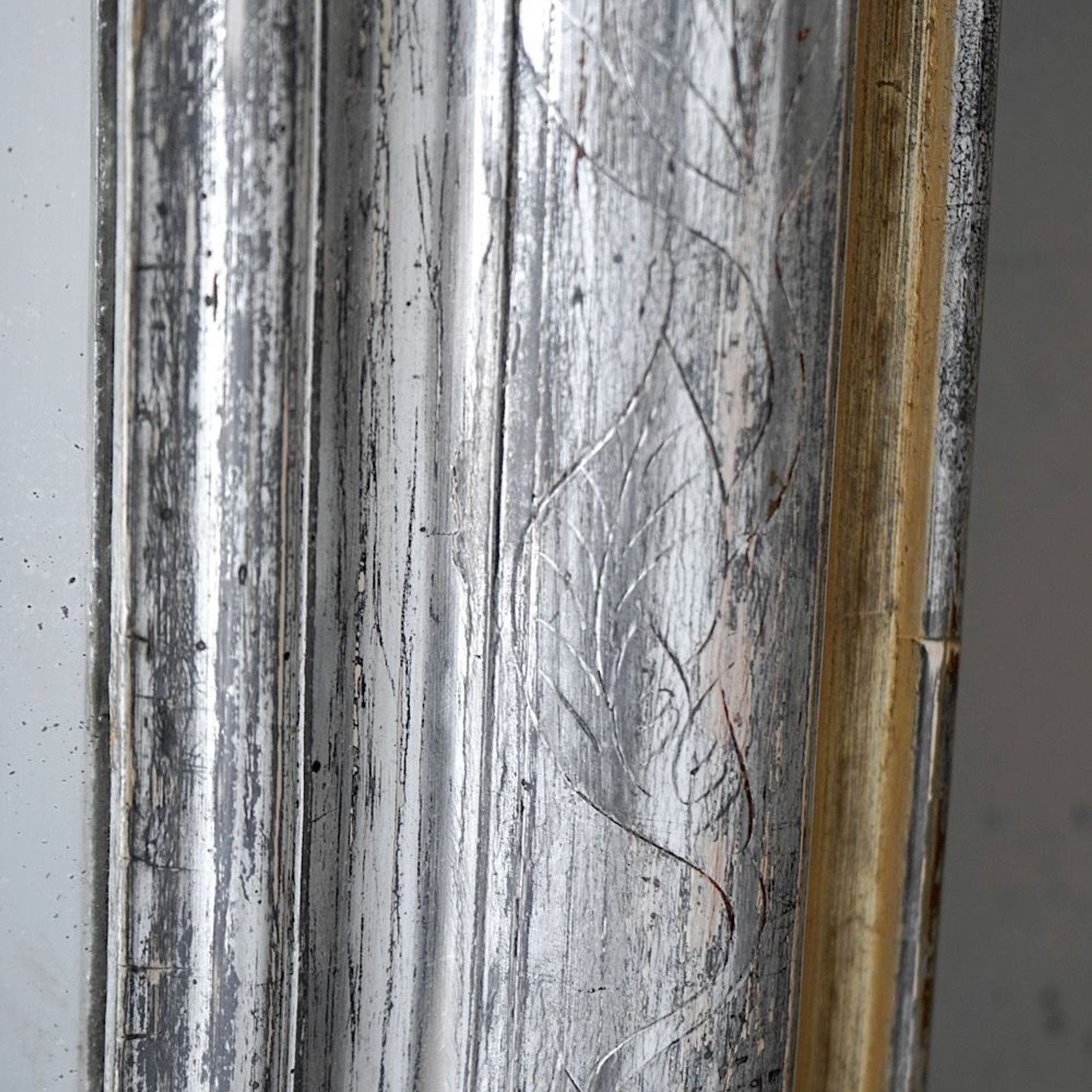 Antique French Silvered & Gilded Mirror gallery detail image