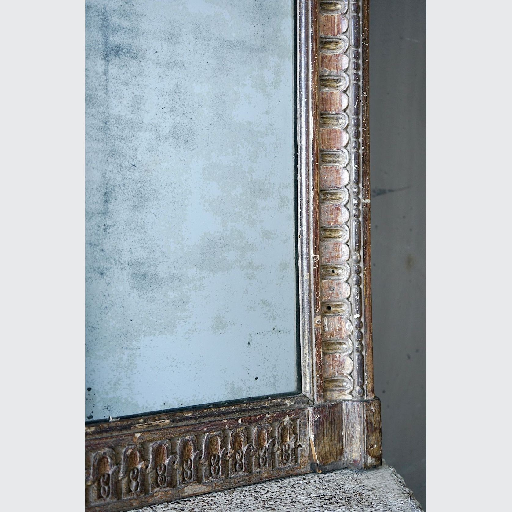 Antique French Louis XVI Overmantle Mirror gallery detail image