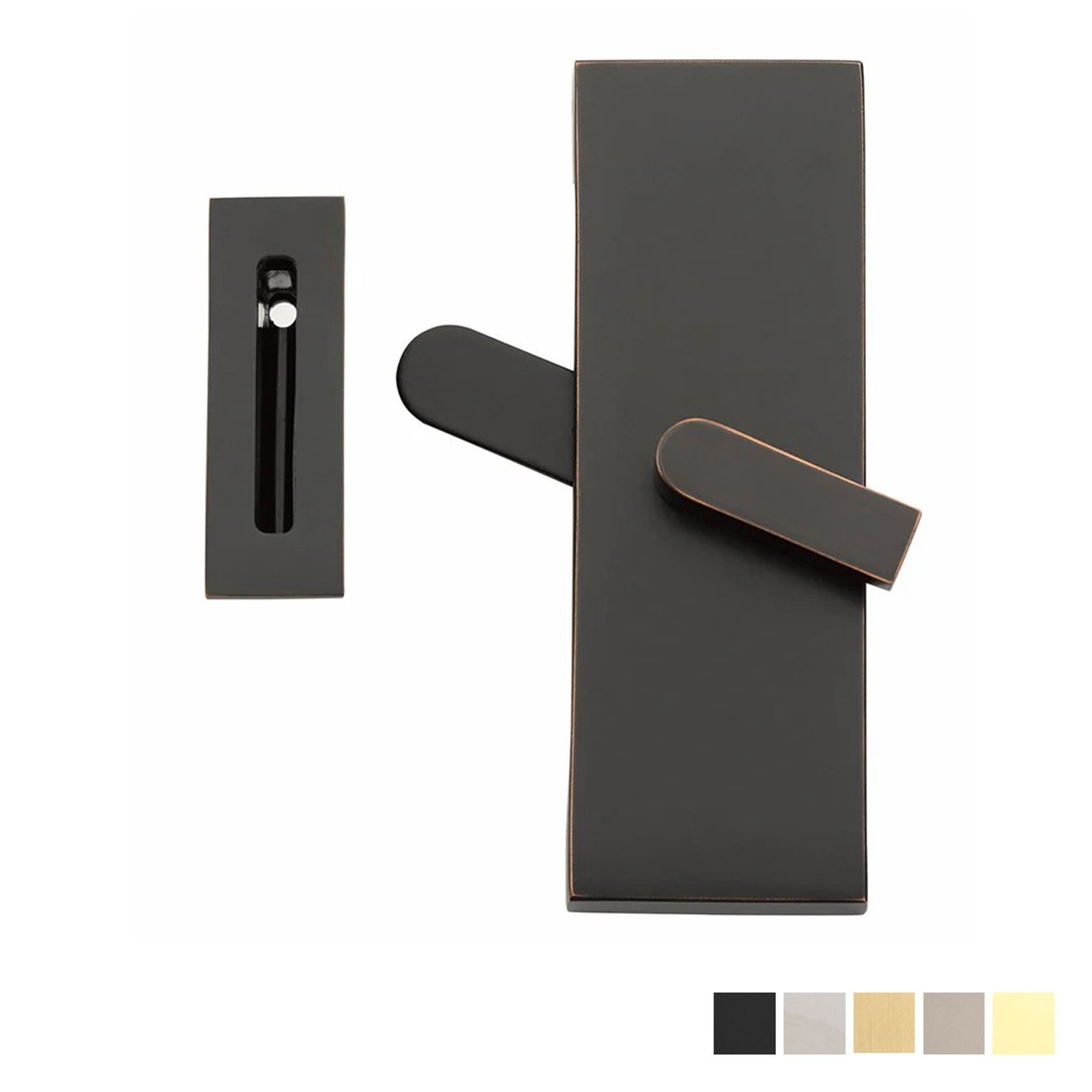 Emtek Rectangular Barn Door Privacy Lock with Strike gallery detail image