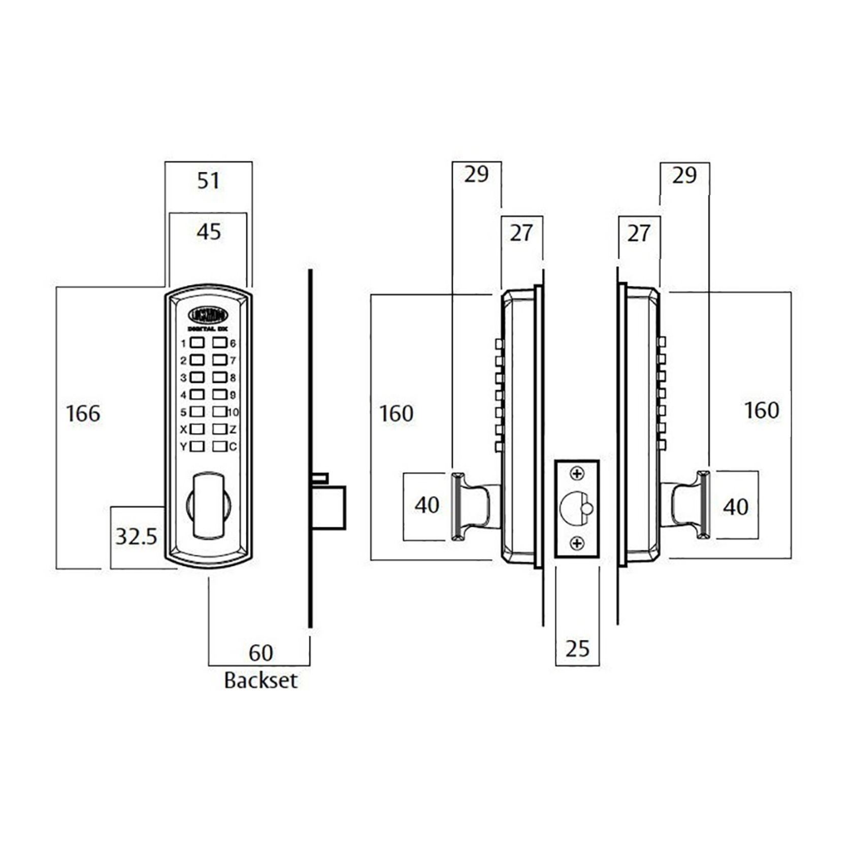 Lockwood Digital Lockset Double Keypad Satin Chrome gallery detail image
