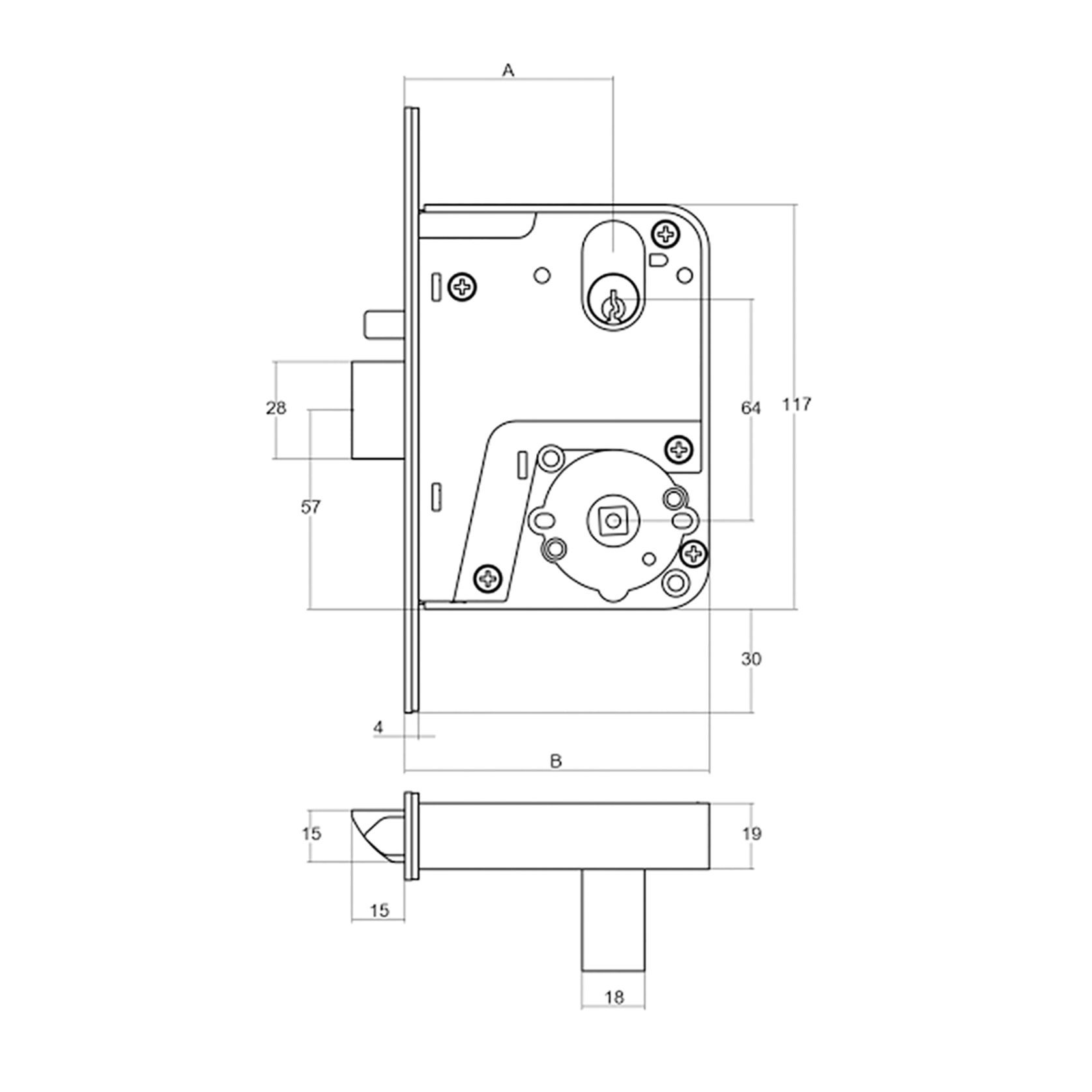 Lockwood 4772 Universal Primary Mortice Lock 89mm Backset Stainess Steel 4772SS gallery detail image
