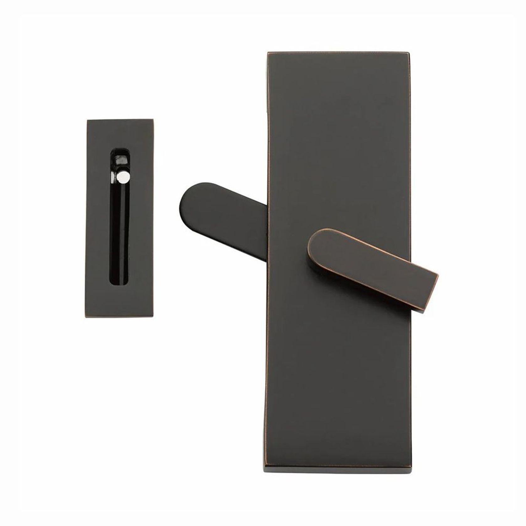 Emtek Rectangular Barn Door Privacy Lock with Strike gallery detail image