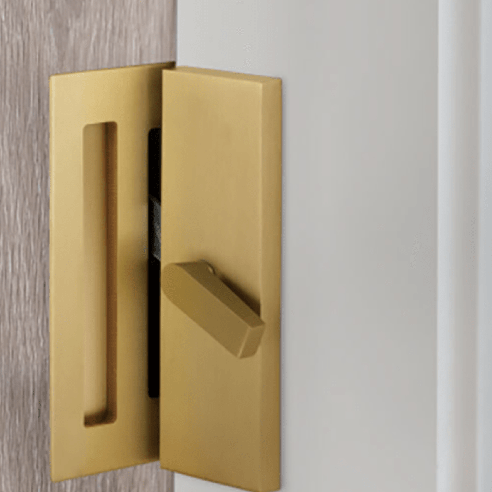 Emtek Rectangular Barn Door Privacy Lock with Strike gallery detail image