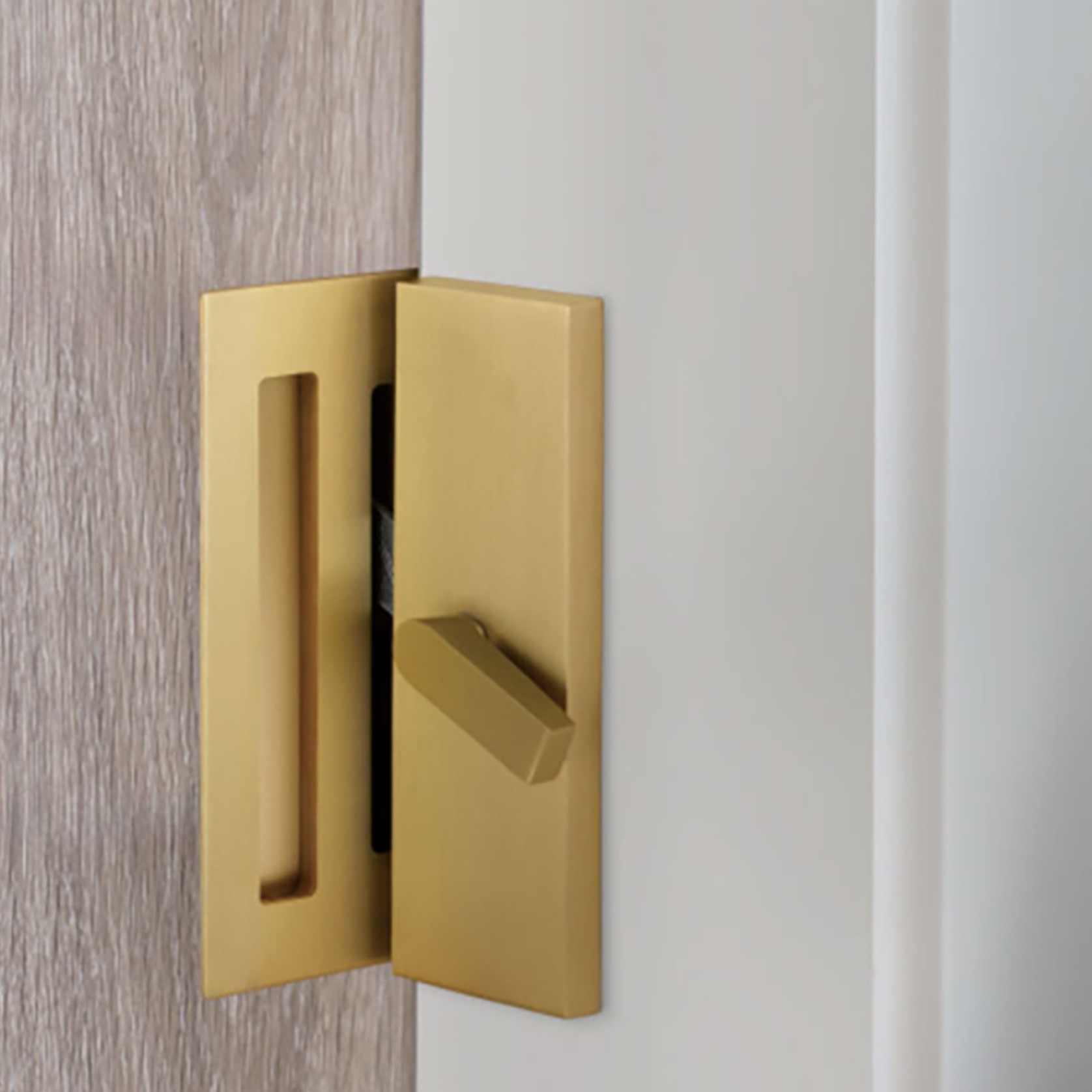 Emtek Rectangular Barn Door Privacy Lock with Strike gallery detail image