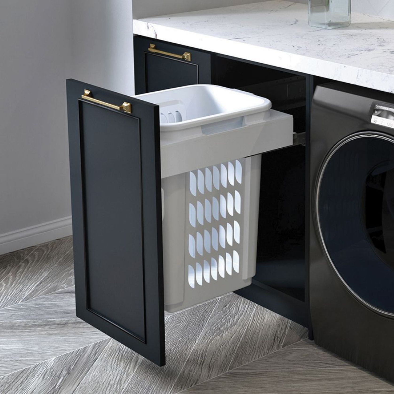 Concelo 1 x 60L Laundry Hamper | Door Pull | White gallery detail image