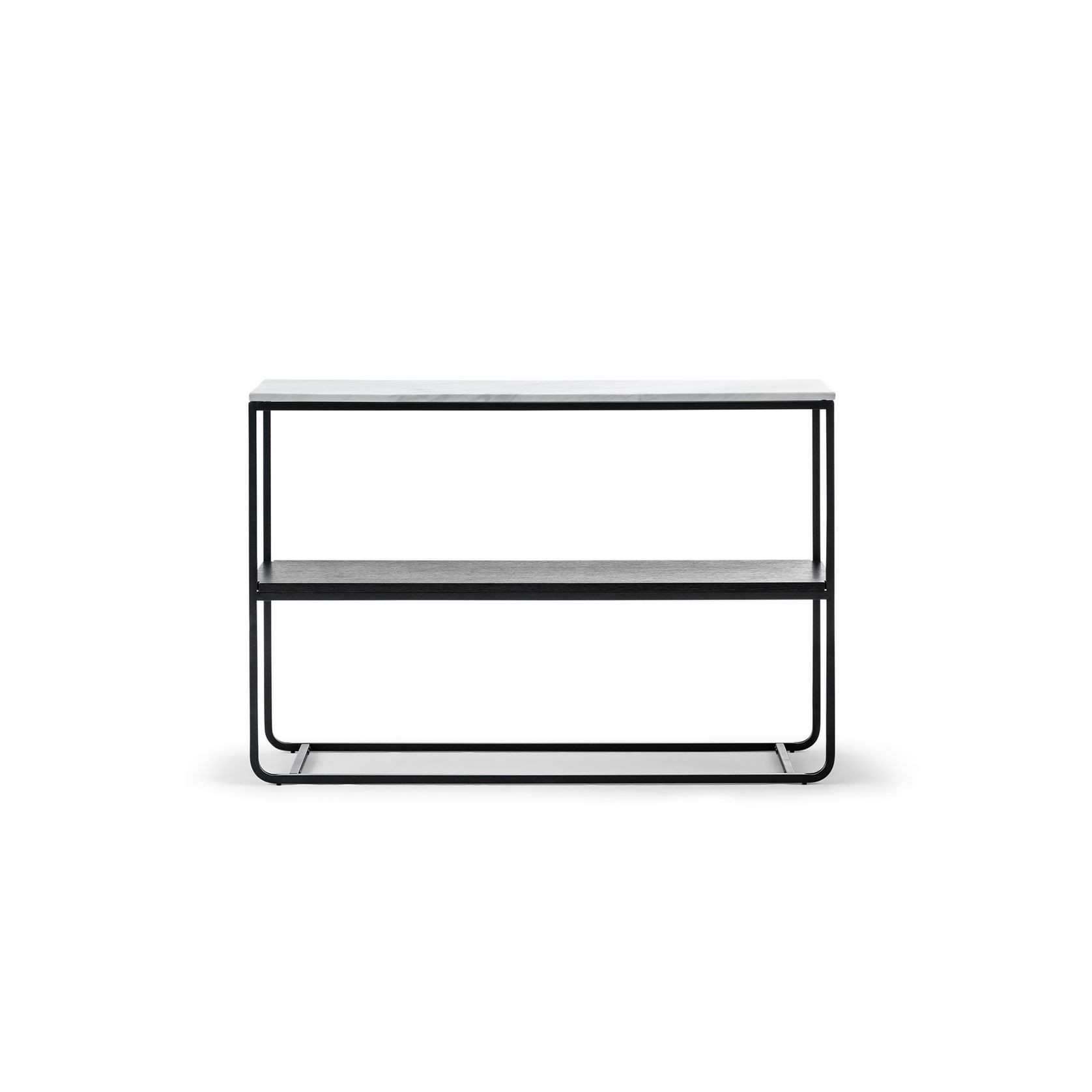 Estoria 120cm White Marble Shelf Console Table | Black gallery detail image