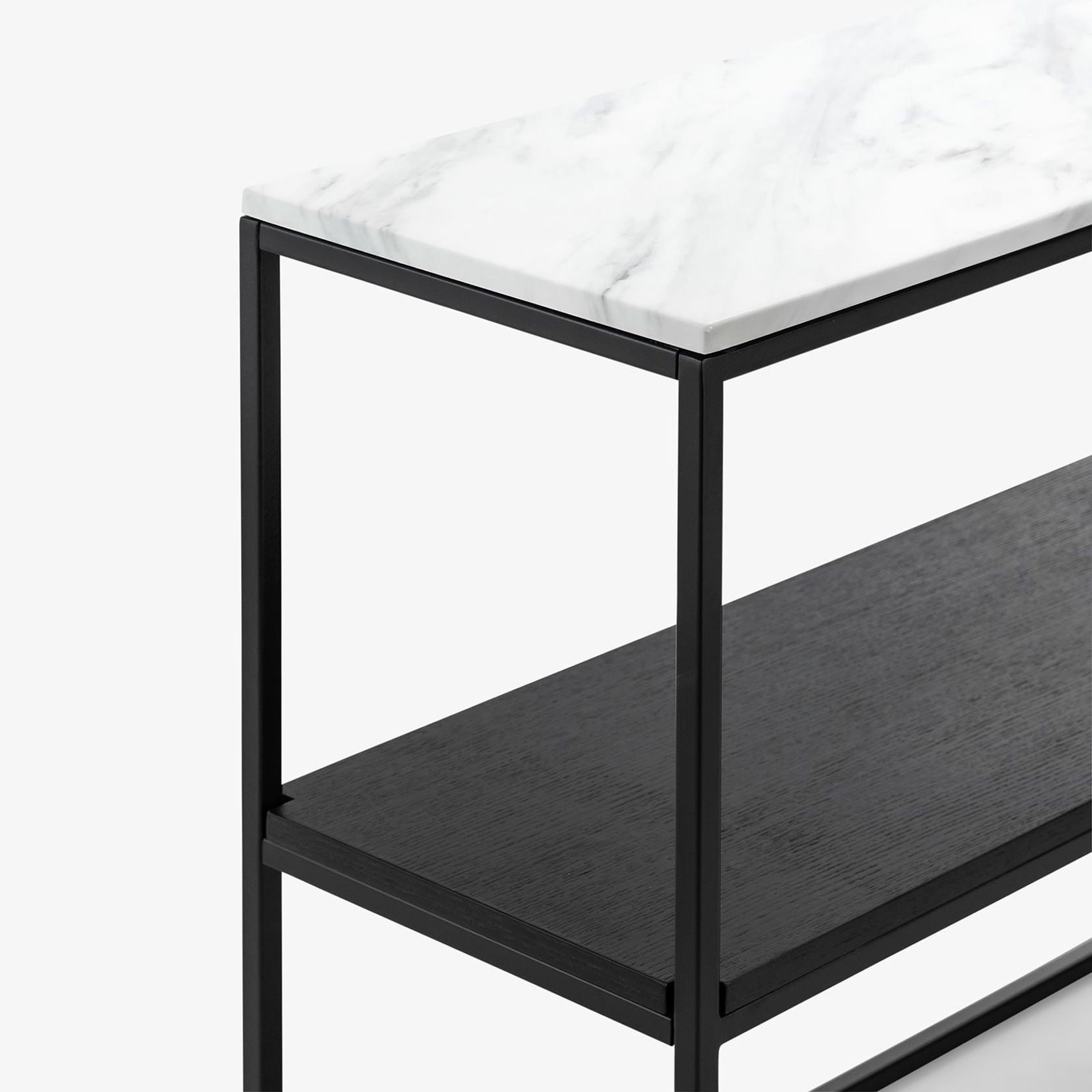 Estoria 120cm White Marble Shelf Console Table | Black gallery detail image