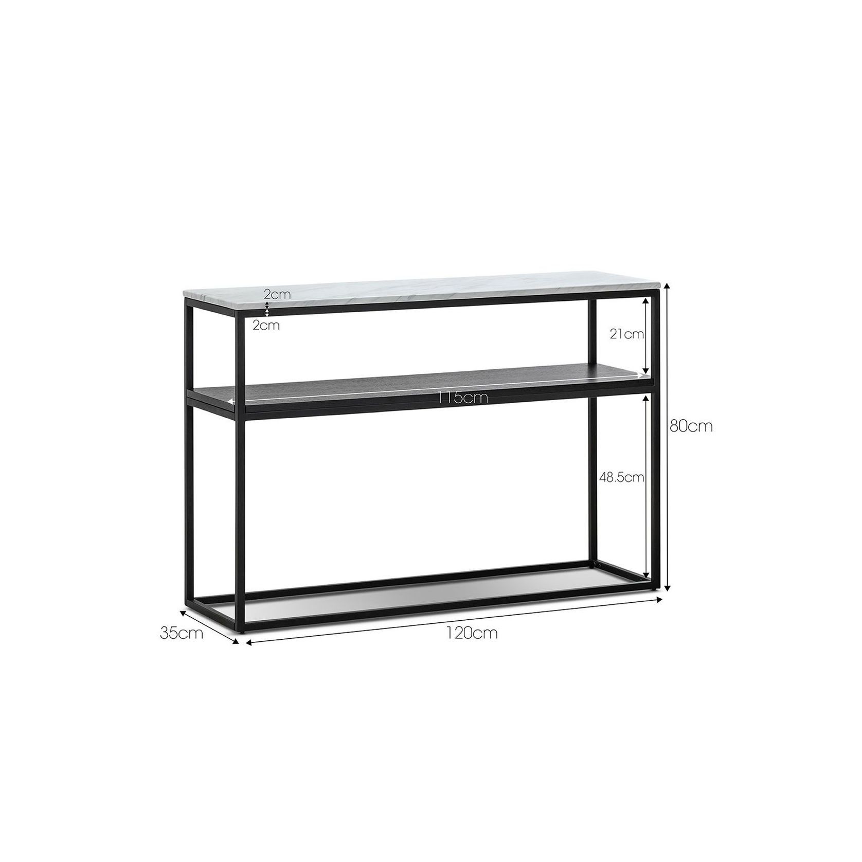 Ebonie 120cm White Marble Console Table | Black gallery detail image