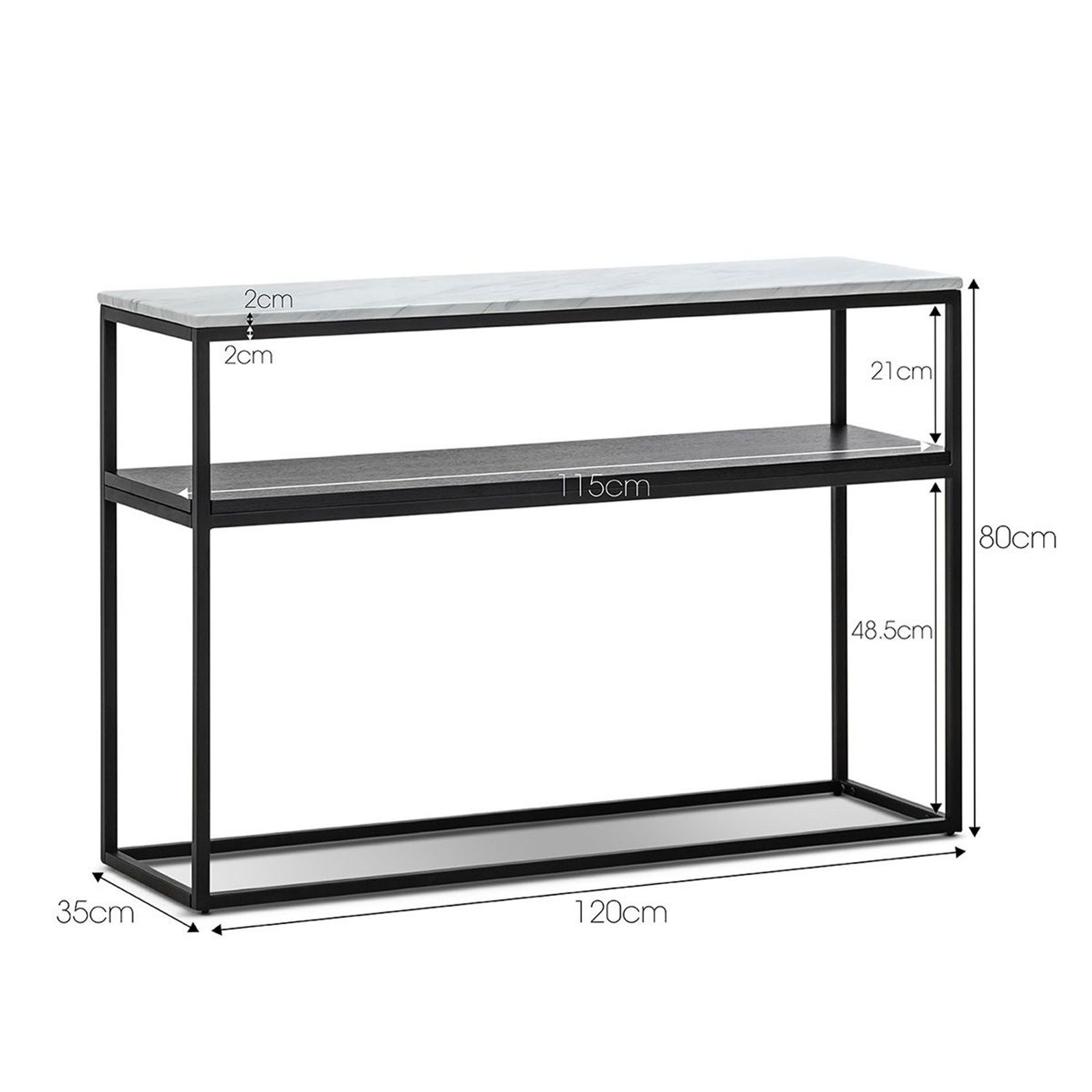 Ebonie 120cm White Marble Console Table | Black gallery detail image