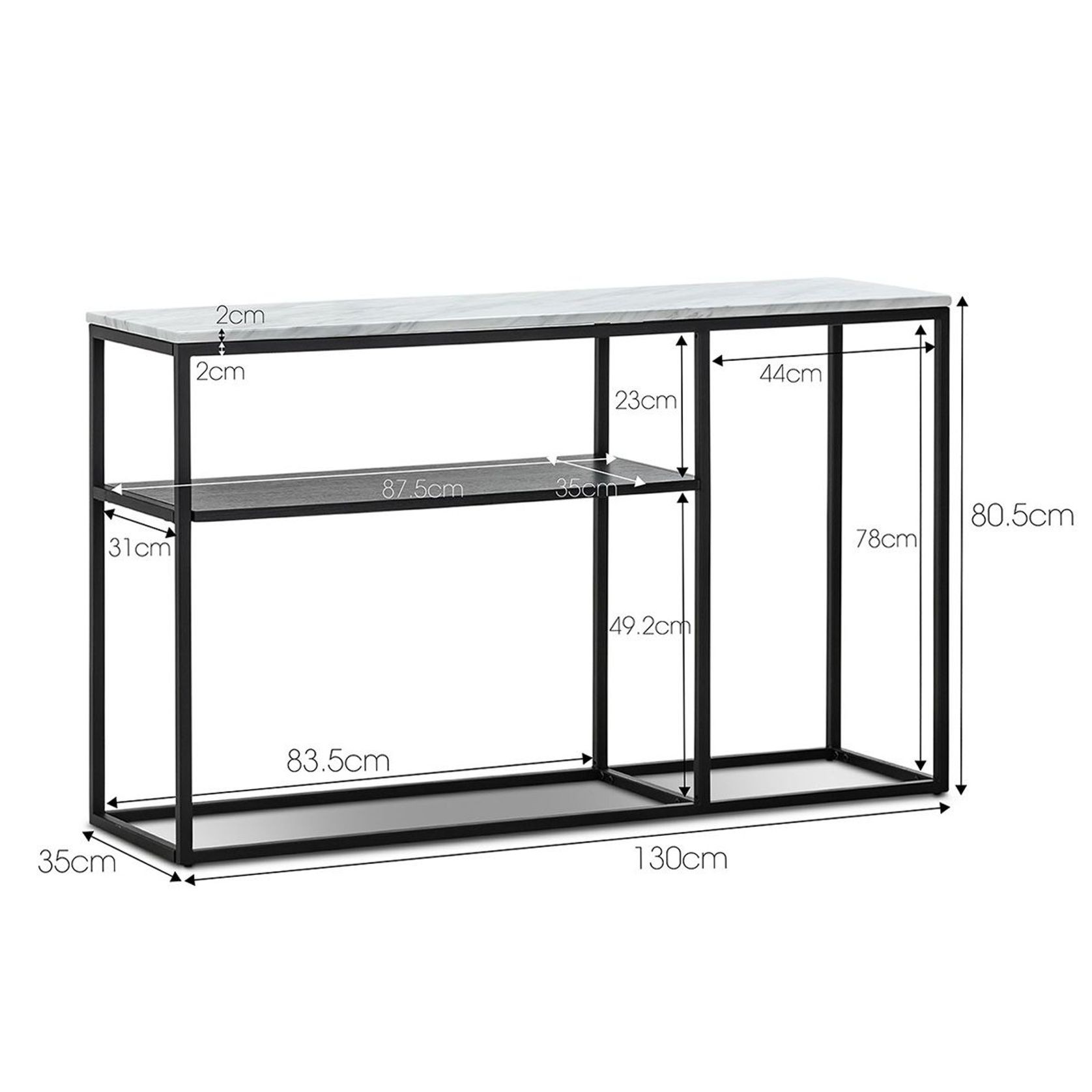 Ebonie 130cm White Marble Console Table | Black gallery detail image