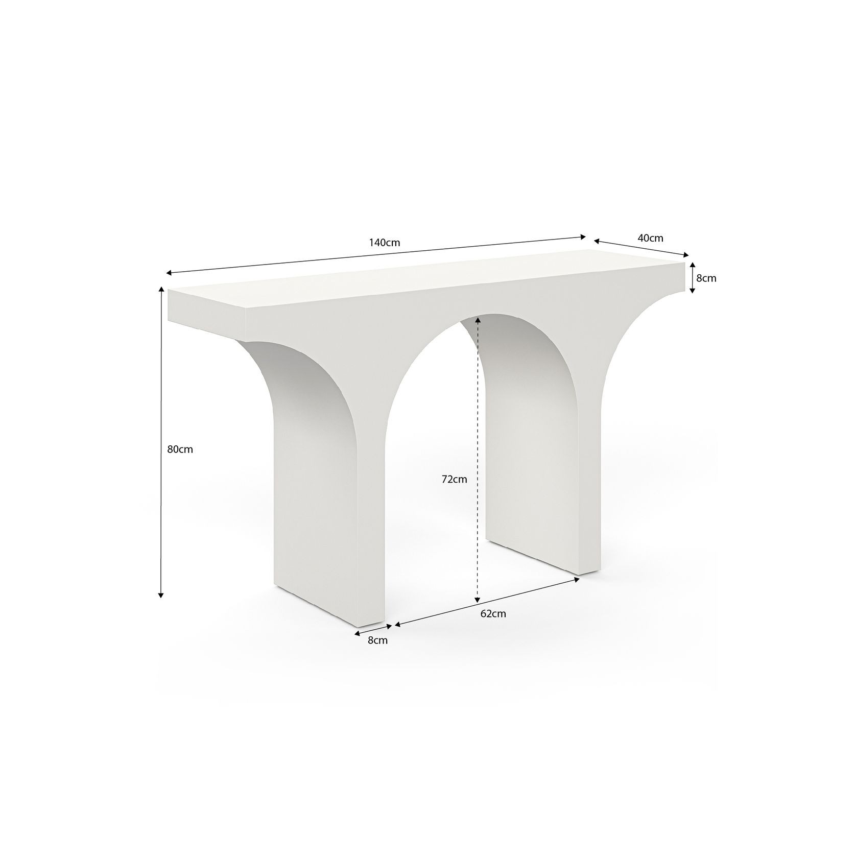 Arcus 140cm Concrete Console Table in Cream Putty gallery detail image
