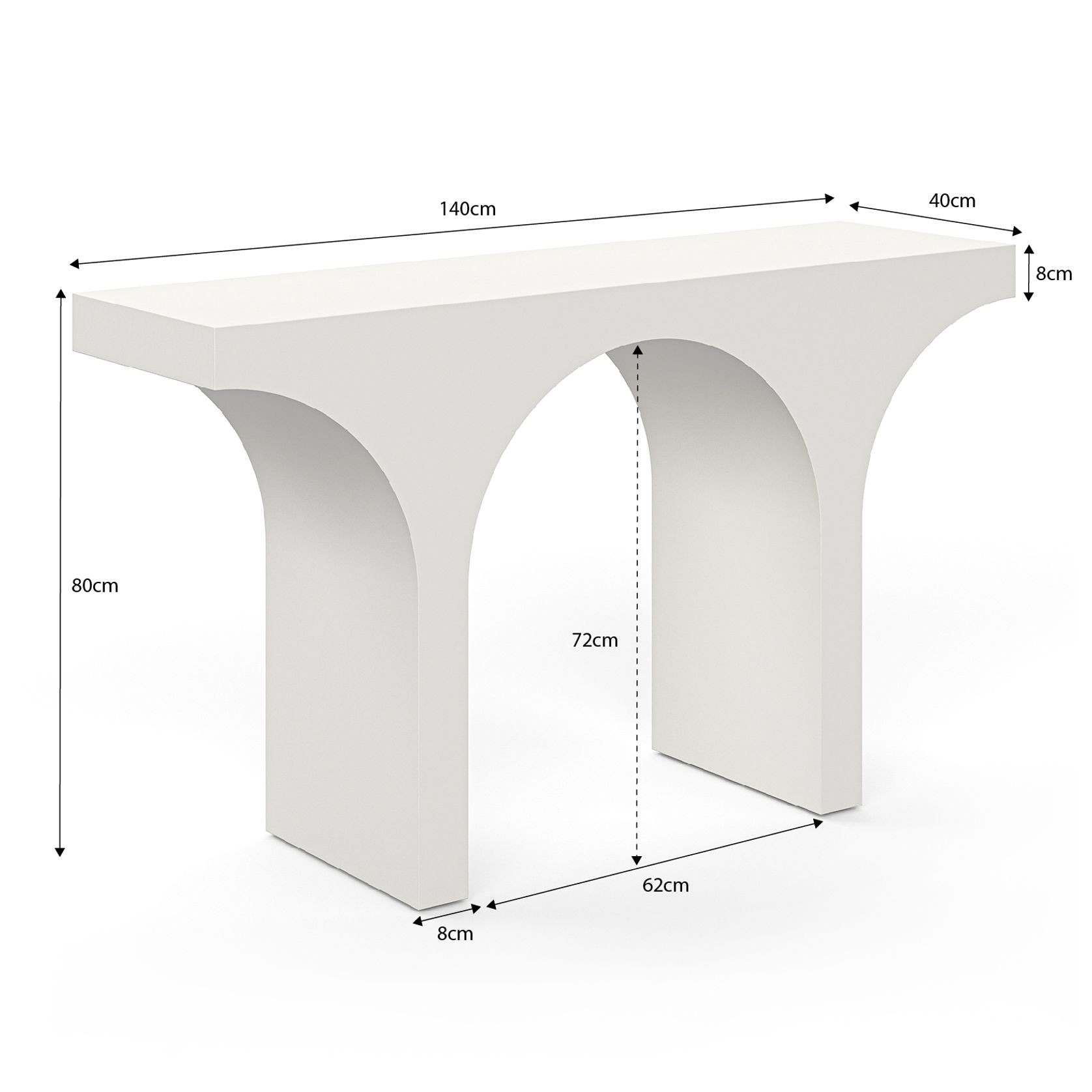 Arcus 140cm Concrete Console Table in Cream Putty gallery detail image