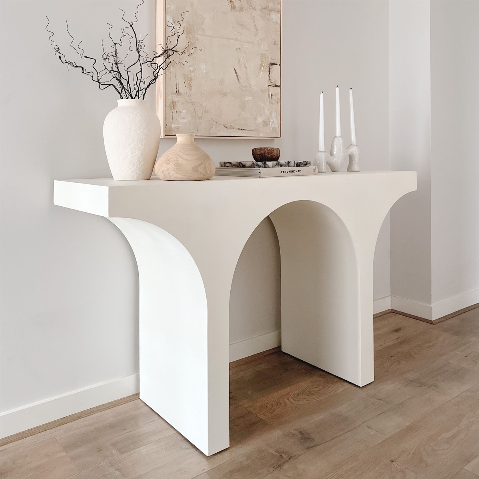 Arcus 140cm Concrete Console Table in Cream Putty gallery detail image