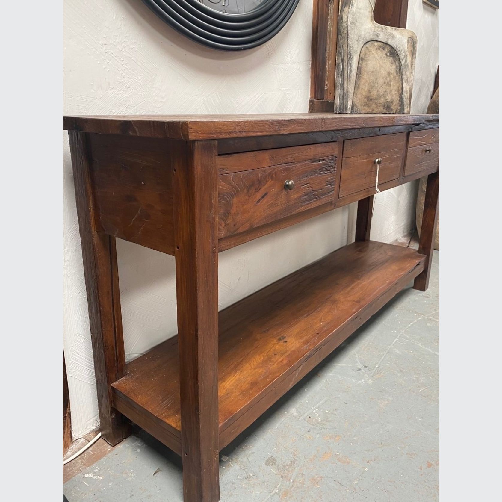 Marcela 3 Drawer Console Table Rustic Finish gallery detail image