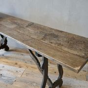 Italian Antique Oak Trestle Console Table gallery detail image