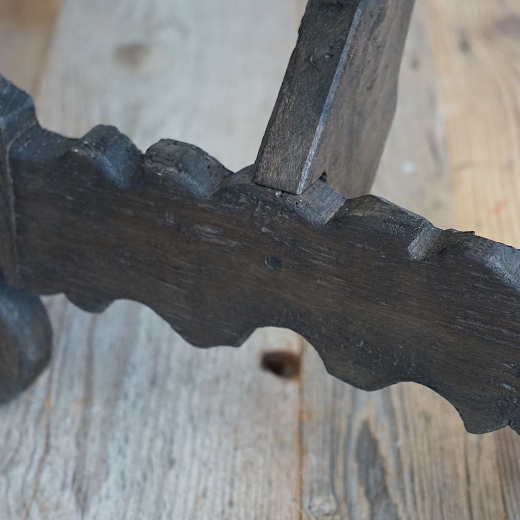 Italian Antique Oak Trestle Console Table gallery detail image