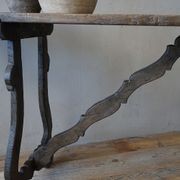Italian Antique Oak Trestle Console Table gallery detail image
